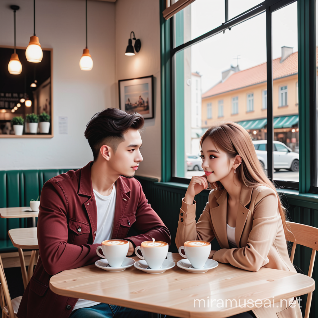 People Enjoying a Relaxing Afternoon in a Cozy Cafe Setting