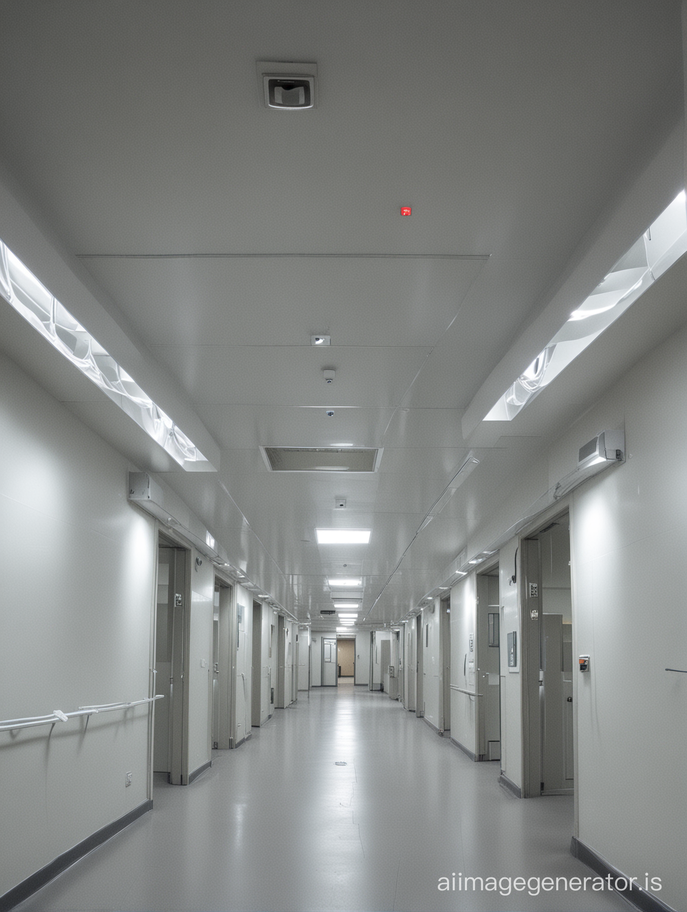 Surgical ward view of the walls and ceiling