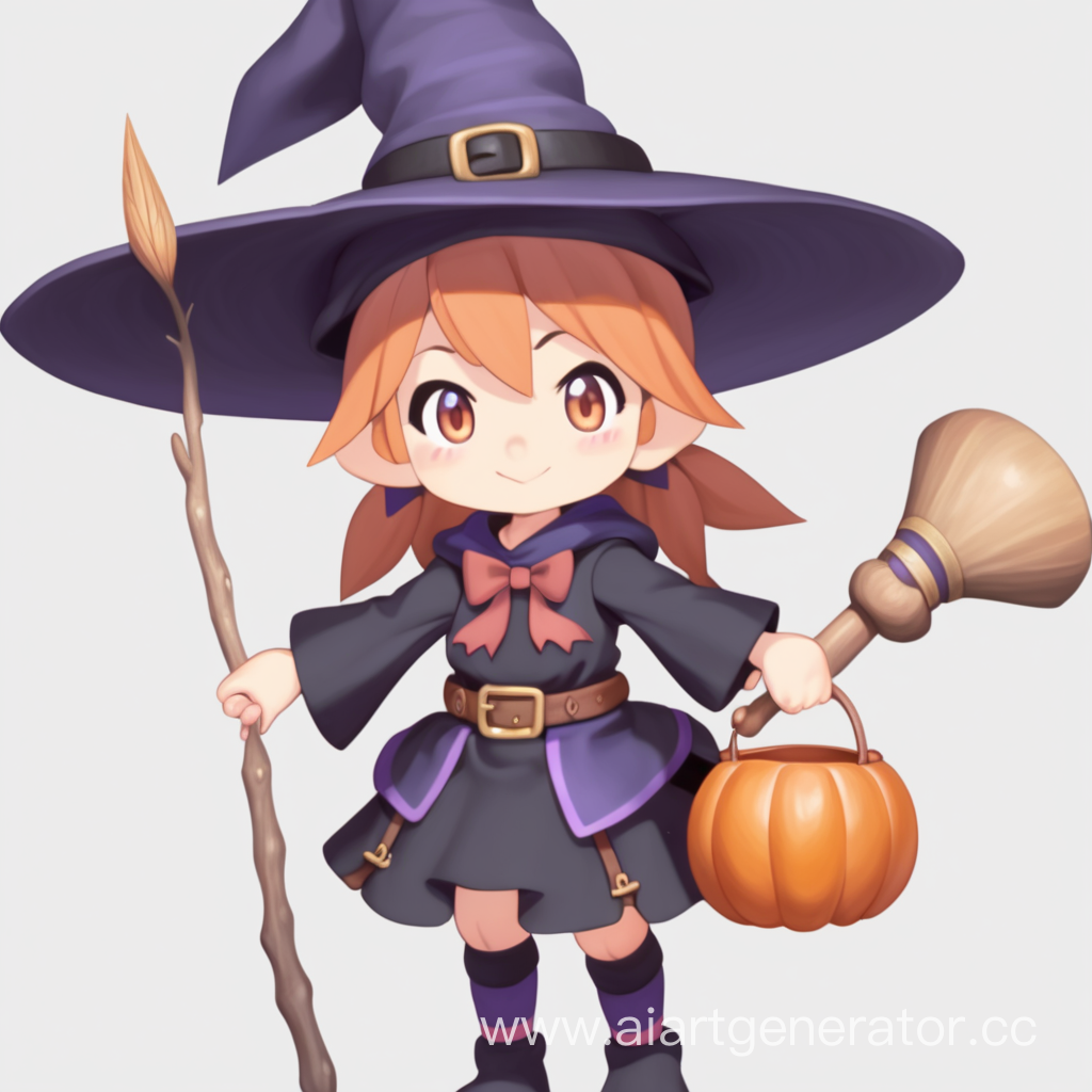 маленькая девочка ведьмочка с большим ведьминской шляпойв как для игр в рпг мейкере
