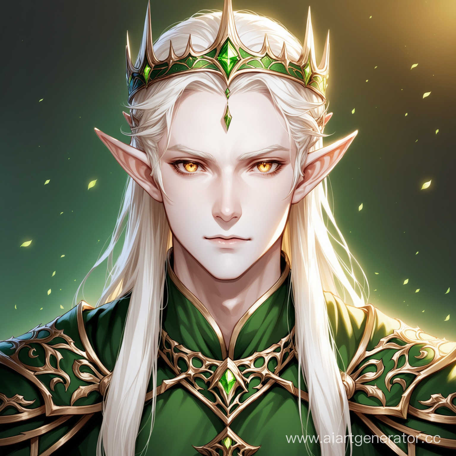 Король эльфов с светлыми волосами, бледно-белой кожей и коричневыми глазами