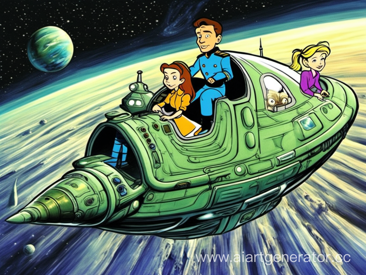 мультфильм тайна третьей планеты, капитан зелёный, Алиса, капитан Селезнёв на космическом корабле Пегас
