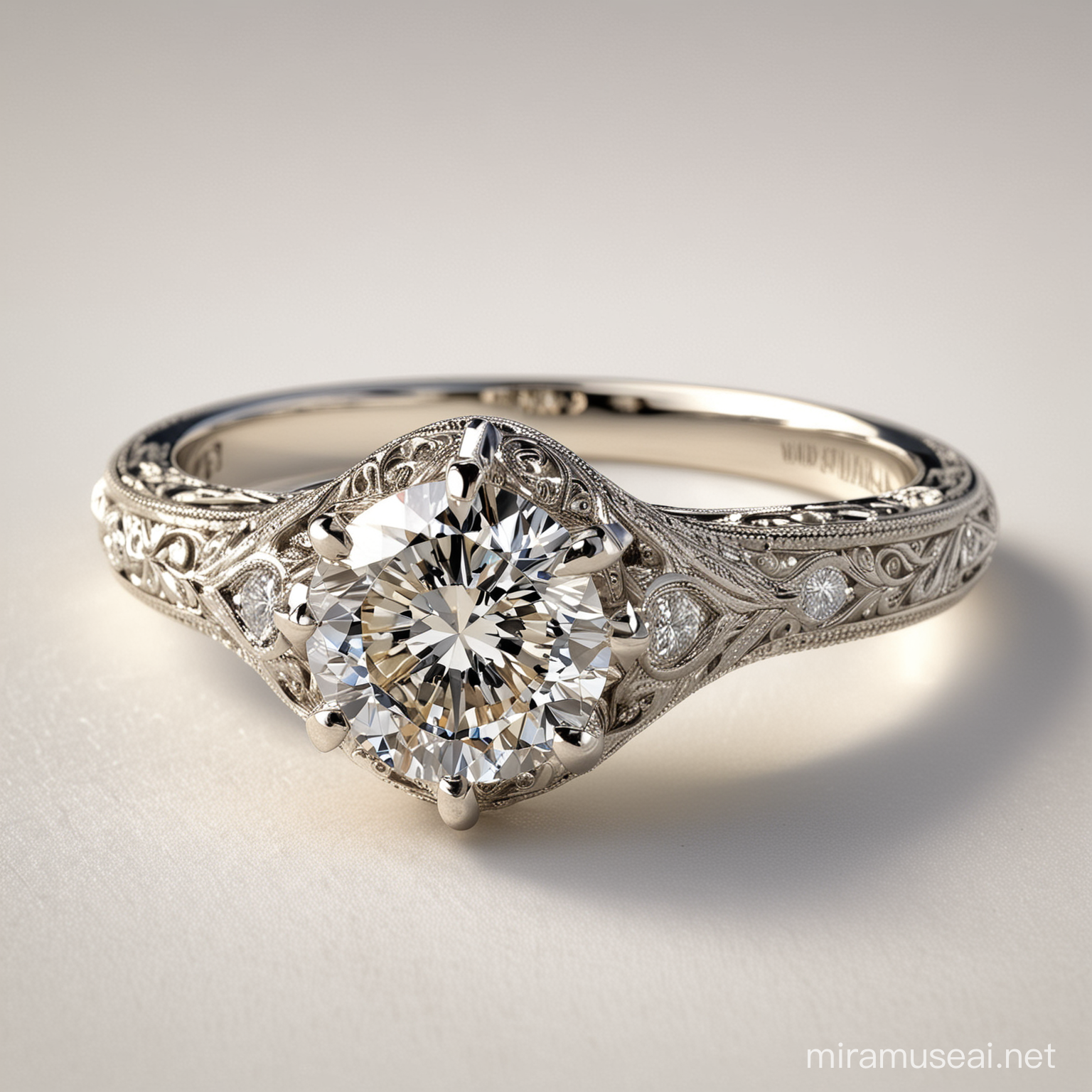Vintage Engagement Ring with Ornate Floral Motifs