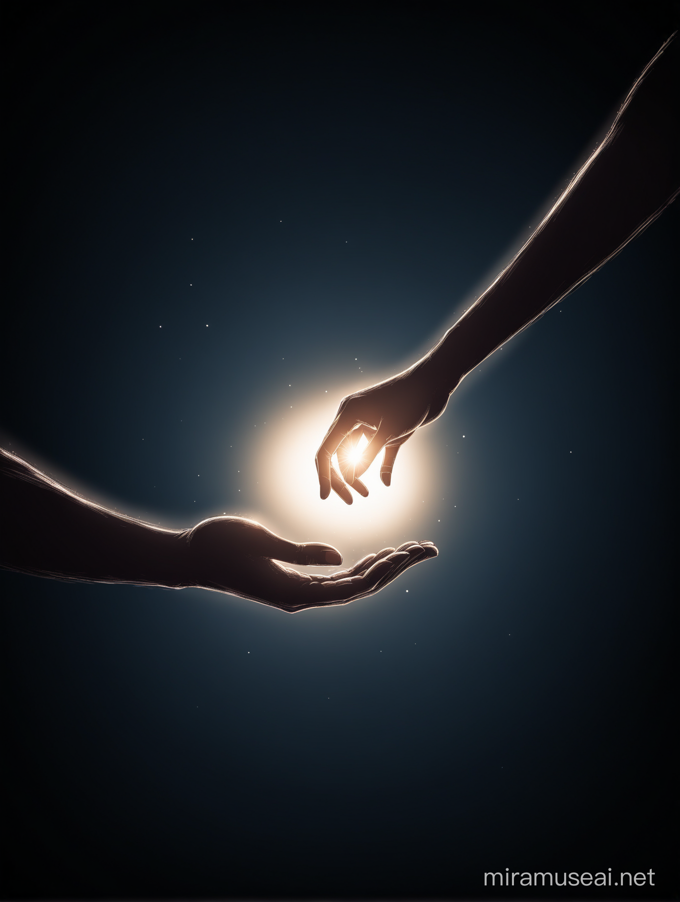  a person extending a hand of compassion and understanding toward another, despite the darkness that surrounds them