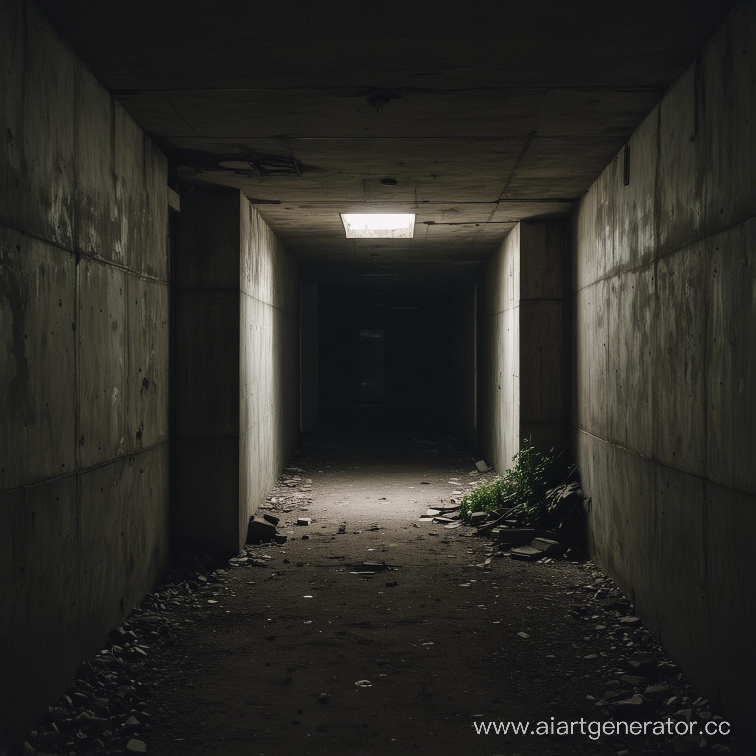an abandoned bunker, dark