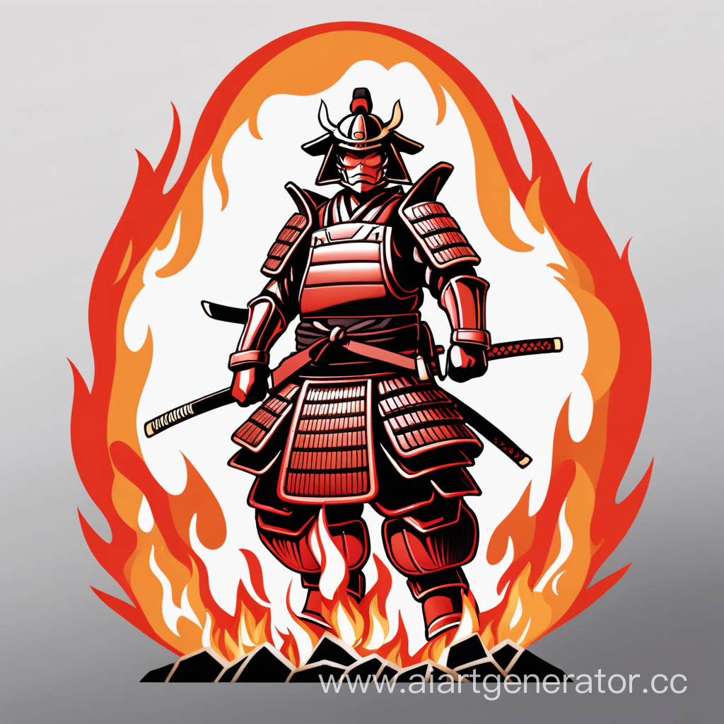 Иконка огня, на котором стоит огненный самурай