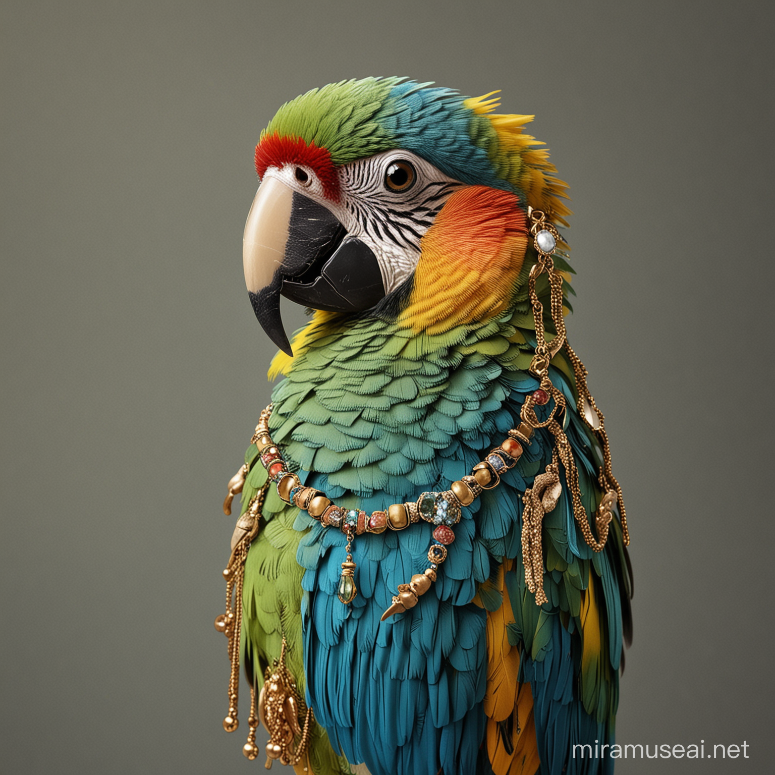 parrot with jewelry