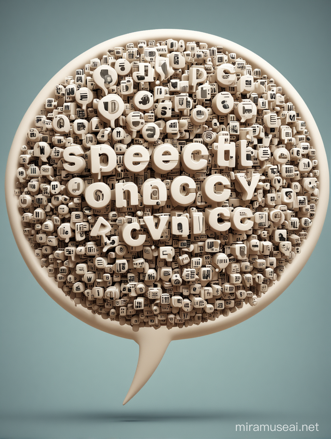 A dynamic array in coalescing into a speech bubble, symbolizing a diverse array of voices