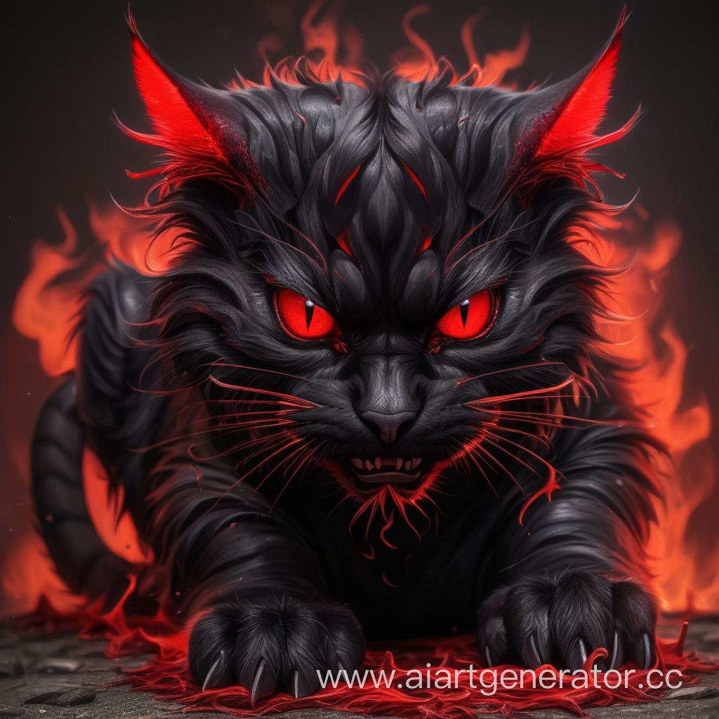 красно чёрный адский кот
