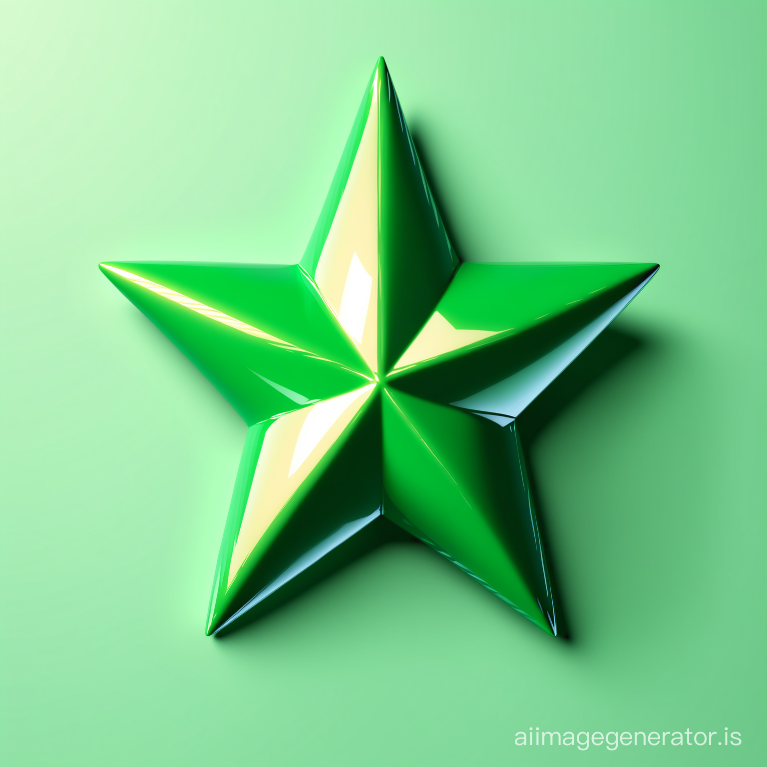 3D shiny green flat star front look, hyper-realistic 3d rendering