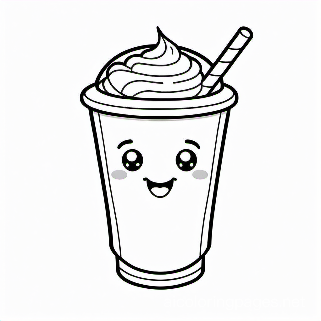 
Joyful soda cup, Coloring Page, black and white, line art, white background, Simplicity, Ample White Space. The background of the coloring page is plain white to make it easy for young children to color within the lines. The outlines of all the subjects are easy to distinguish, making it simple for kids to color without too much difficulty
