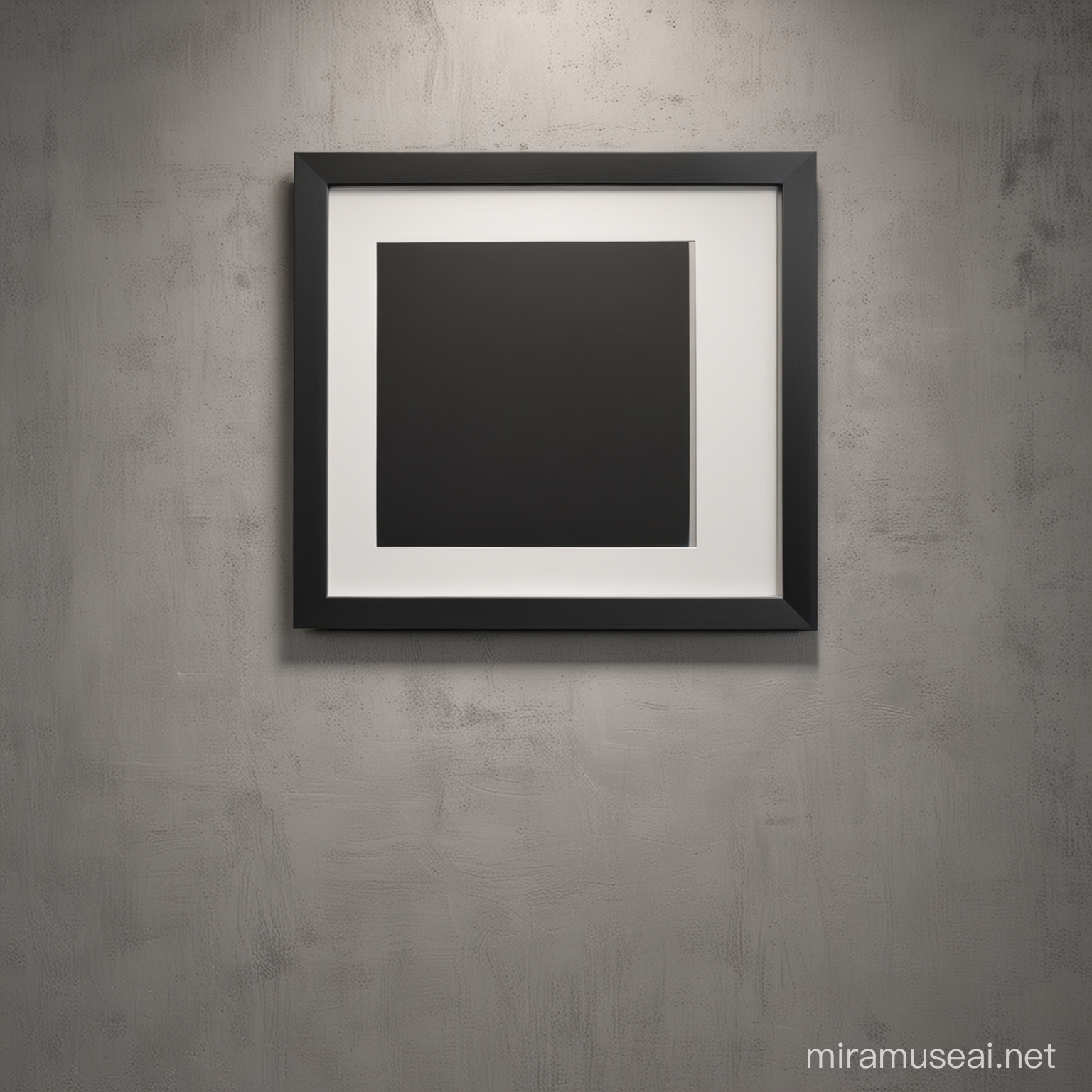 Black,blank,square picture frame on a modern wall