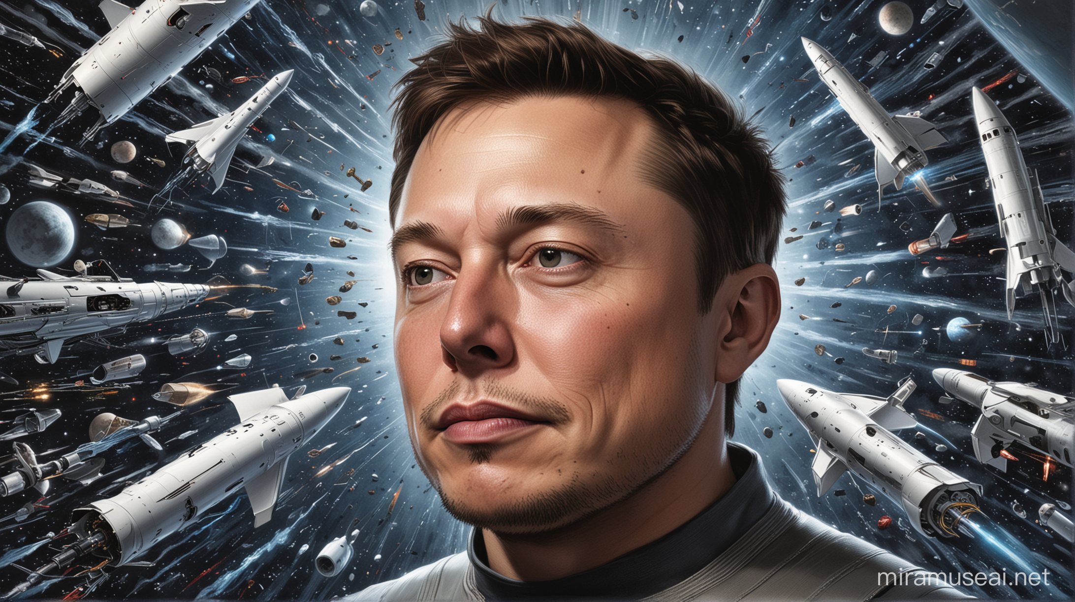 Visionary Genius Elon Musk Contemplates SpaceX Rockets and Neuralink Chips