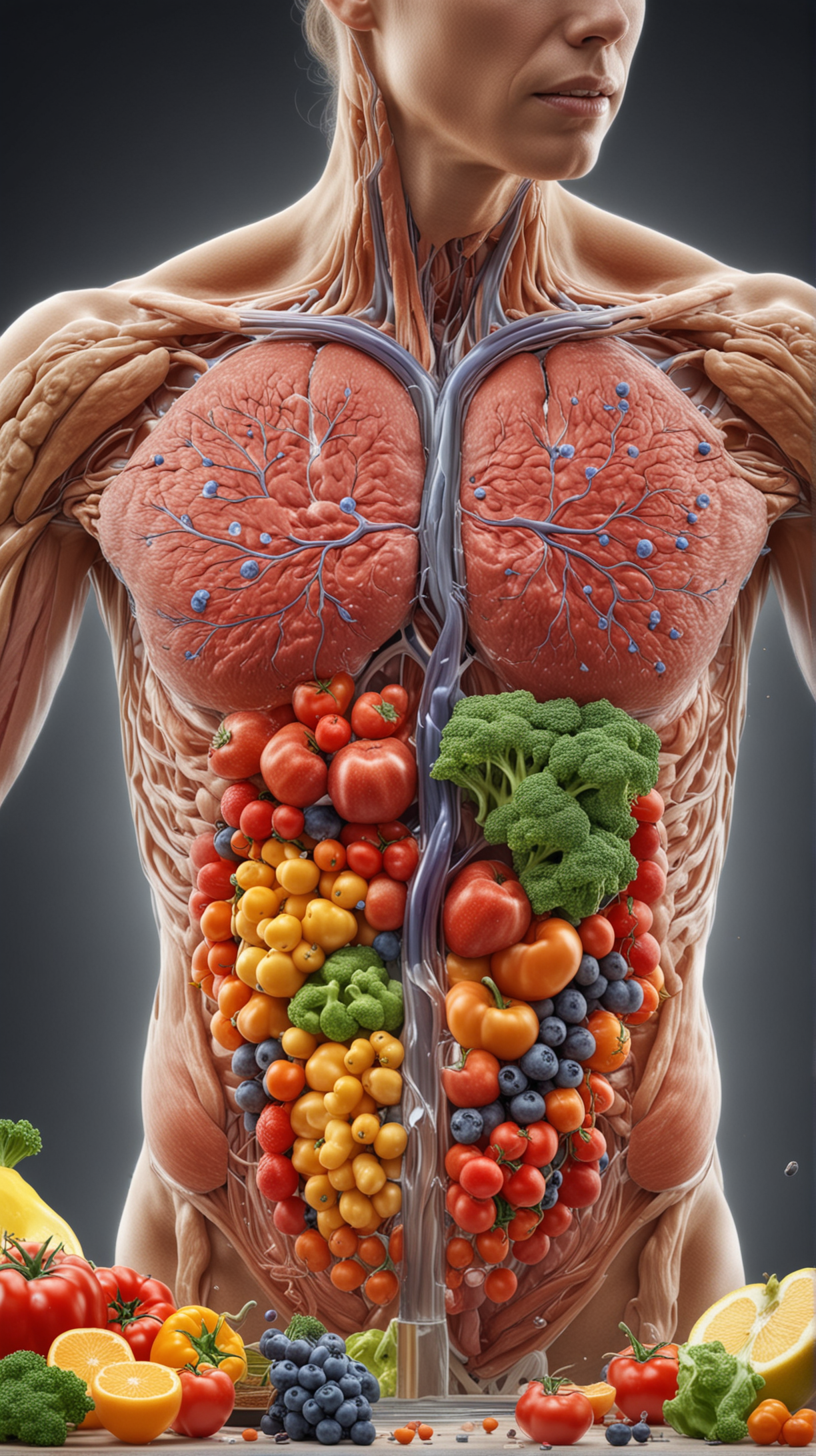 Body Absorbing Nutrients Scientific Illustration in 4K HDR