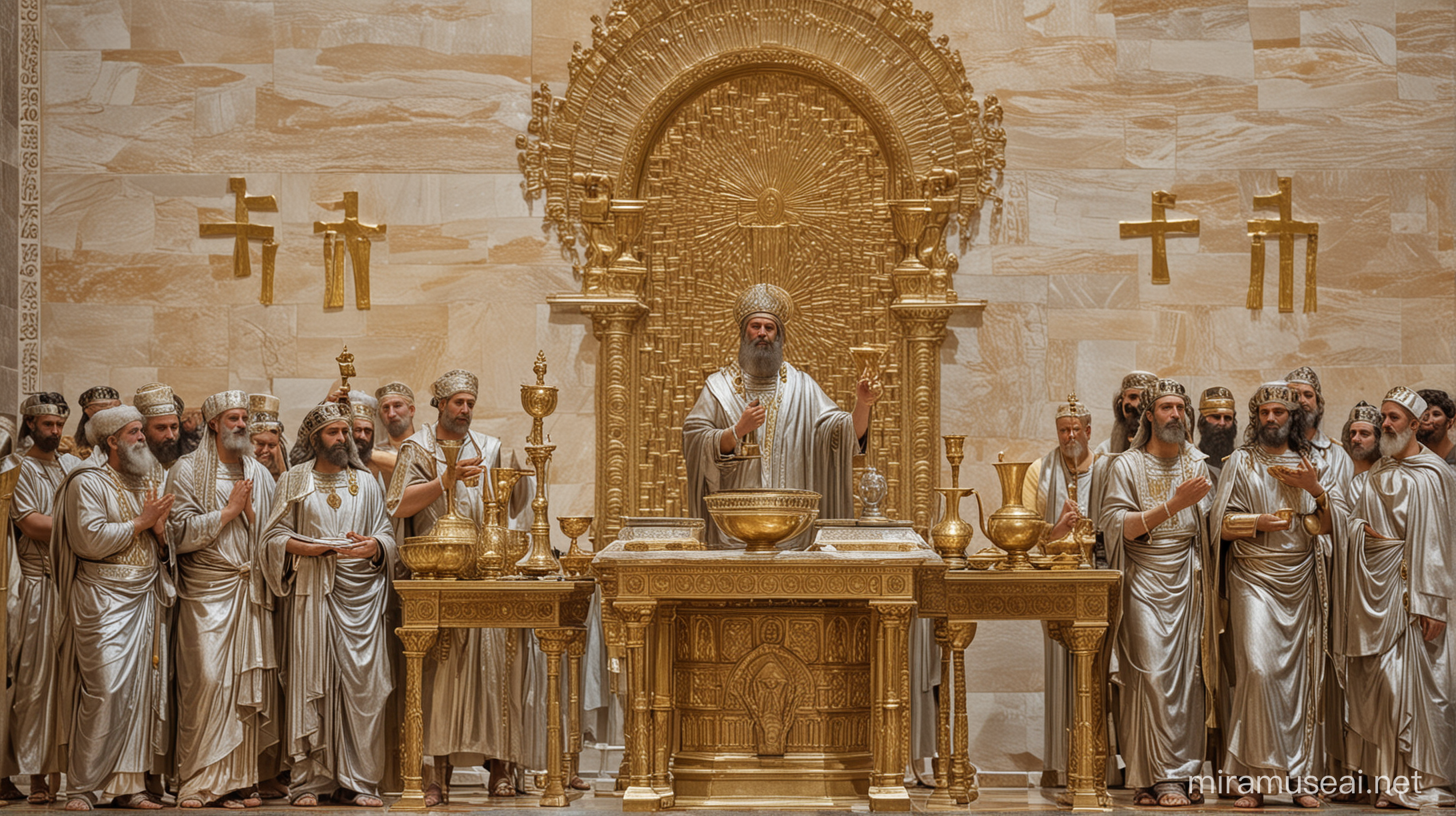 Moses Era Altar Dedication Priestly Ritual with Silver and Gold Vessels