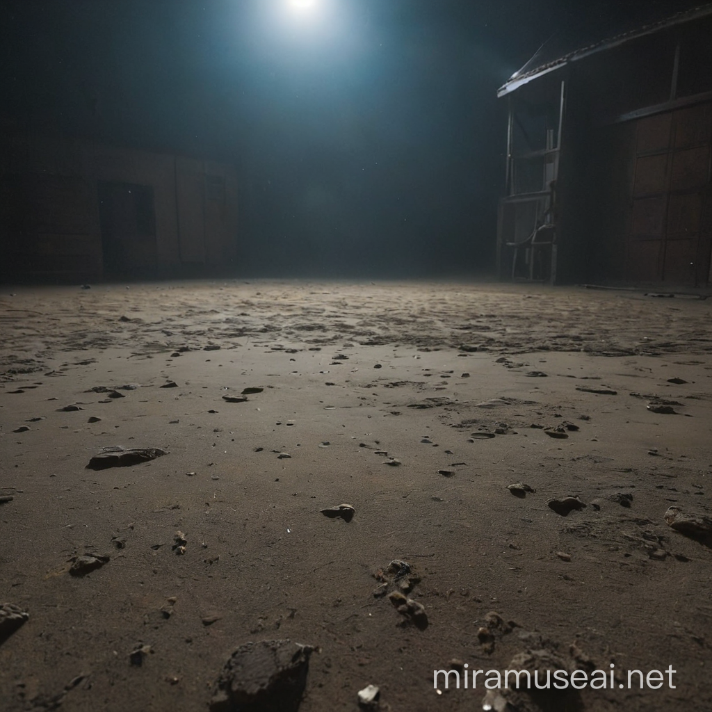 A dusty floor at night 