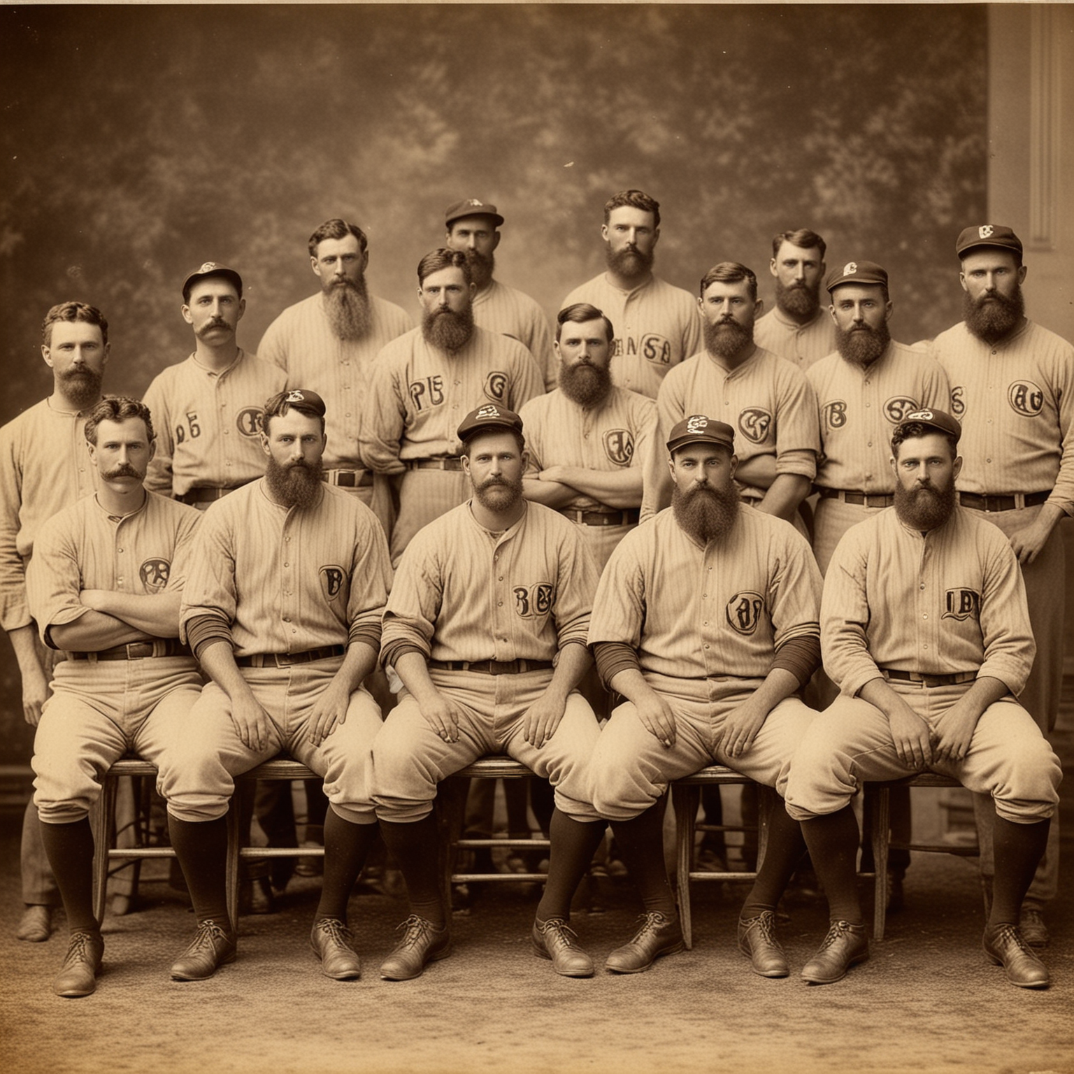 Create a vintage photo of an 1884 professional baseball team



