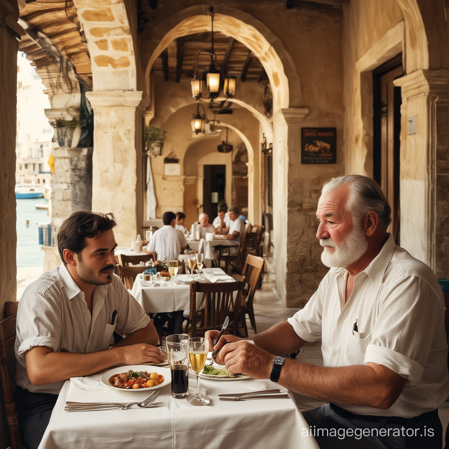 Хемингуэй встречает себя молодого в средиземноморском ресторане