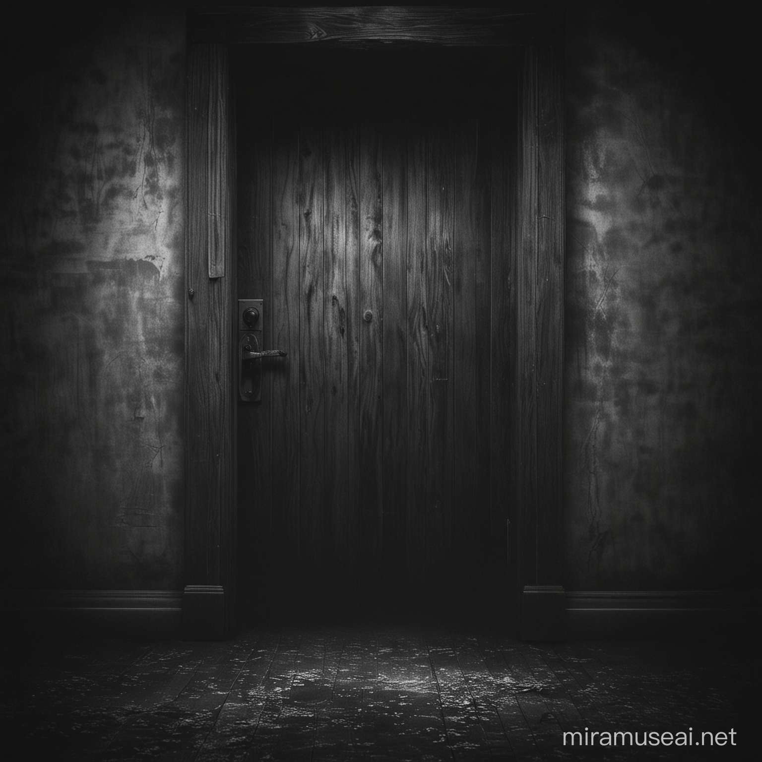 Dark supernatural shadowy door with mysterious misty supernatural figure shadowy dark eerie creepy
