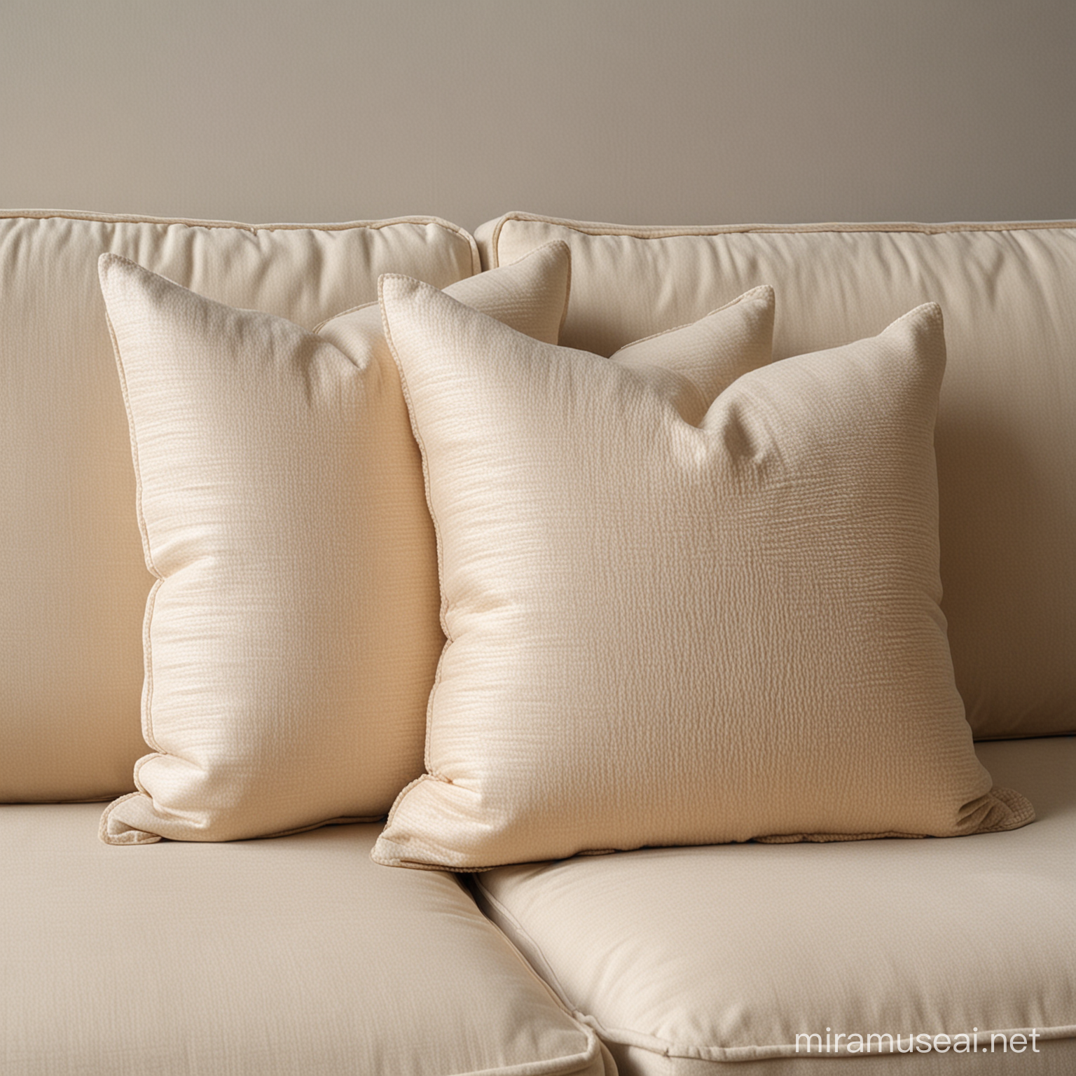 Elegant LightToned Pillows Adorning Luxurious Sofa