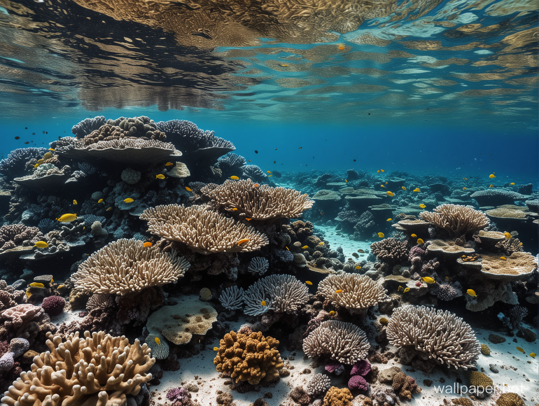 Coral reef without fish in 4K UHD. The coral reef has to be at least 7000 pixels wide and 1000 pixels in height