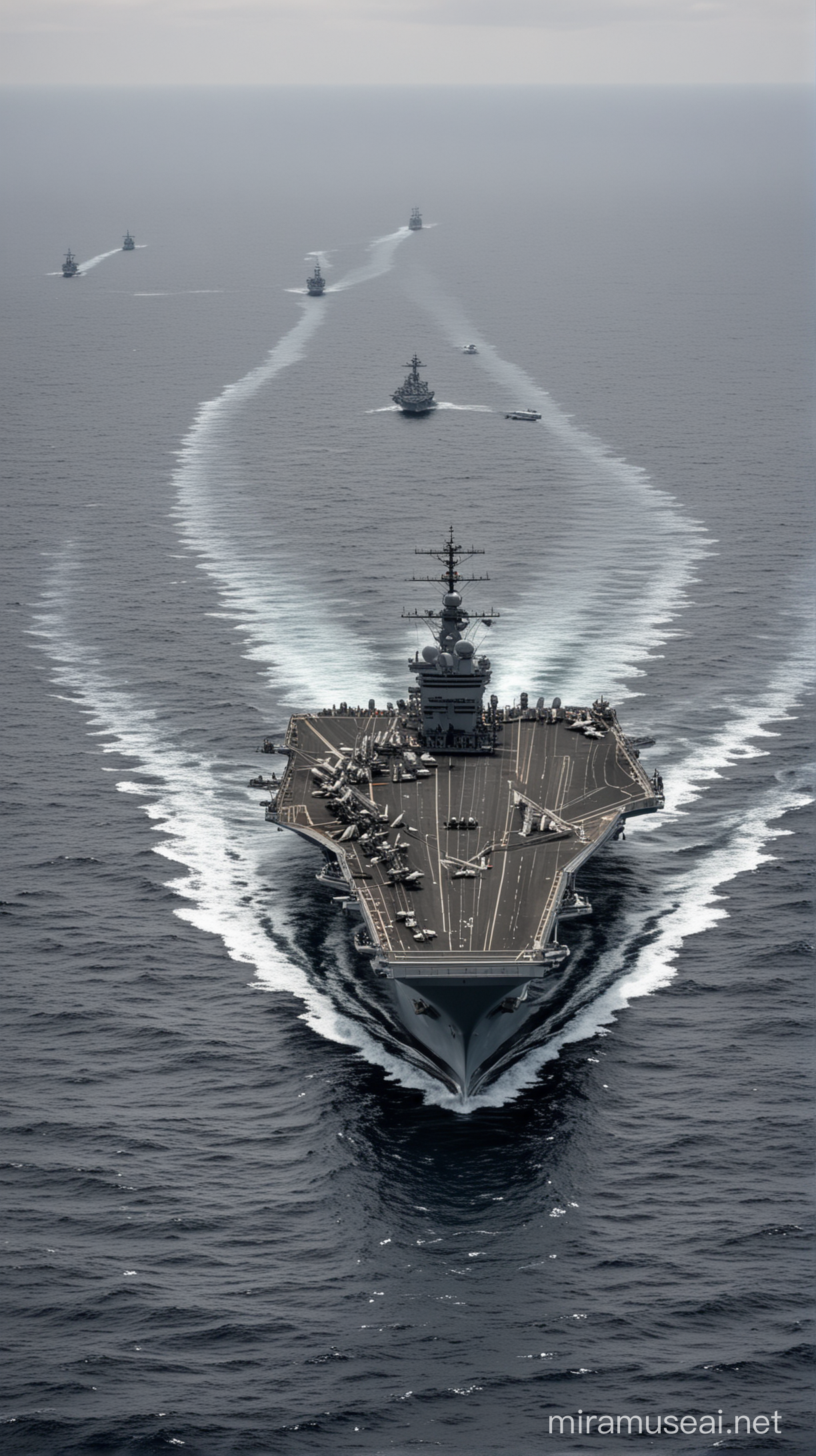 Aircraft Carrier Fleet Maneuvering in the Dynamic North Sea