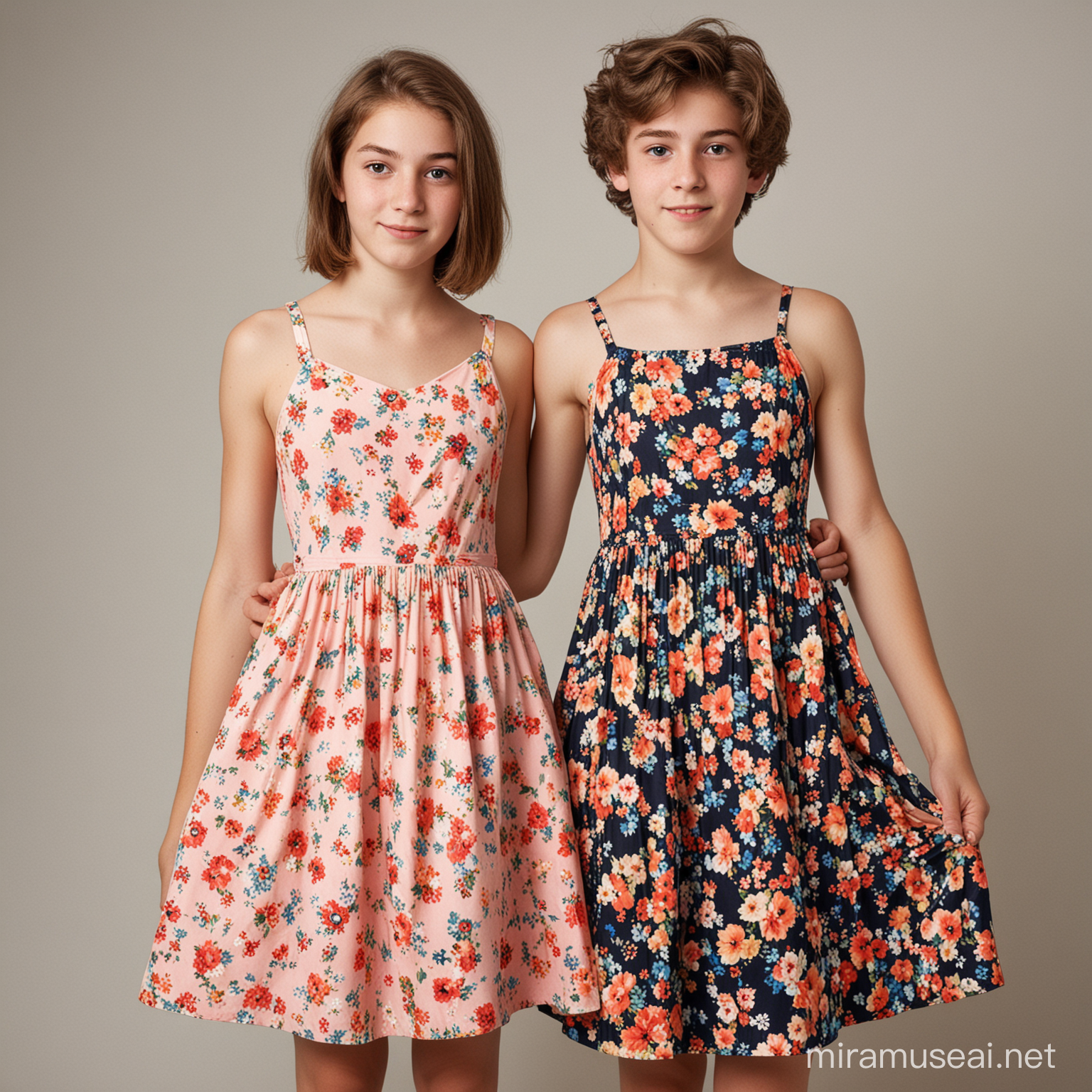 a teenage boy is forced to wear a floral summer dress on his sister's birthday