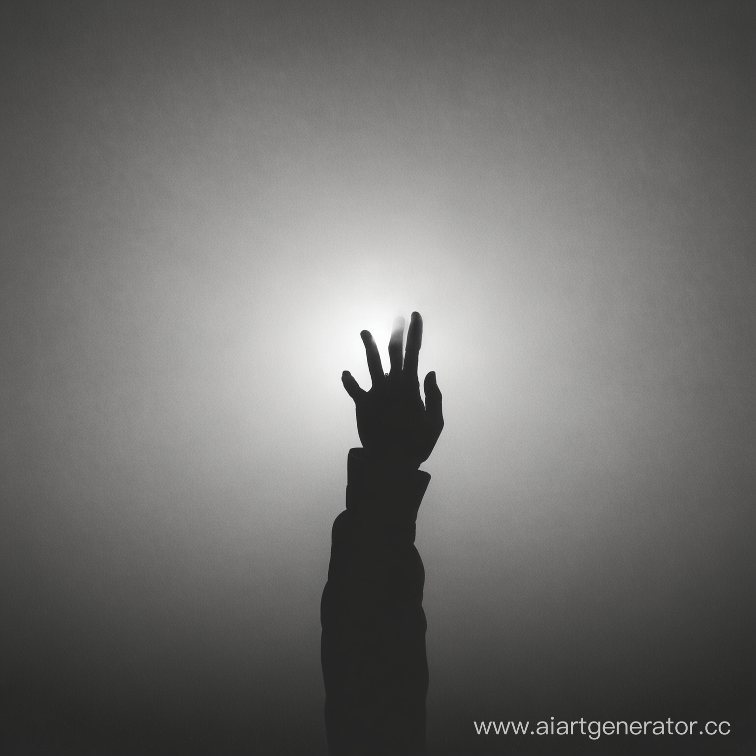 человек темный силуэт показывает средний палец на фоне тумана