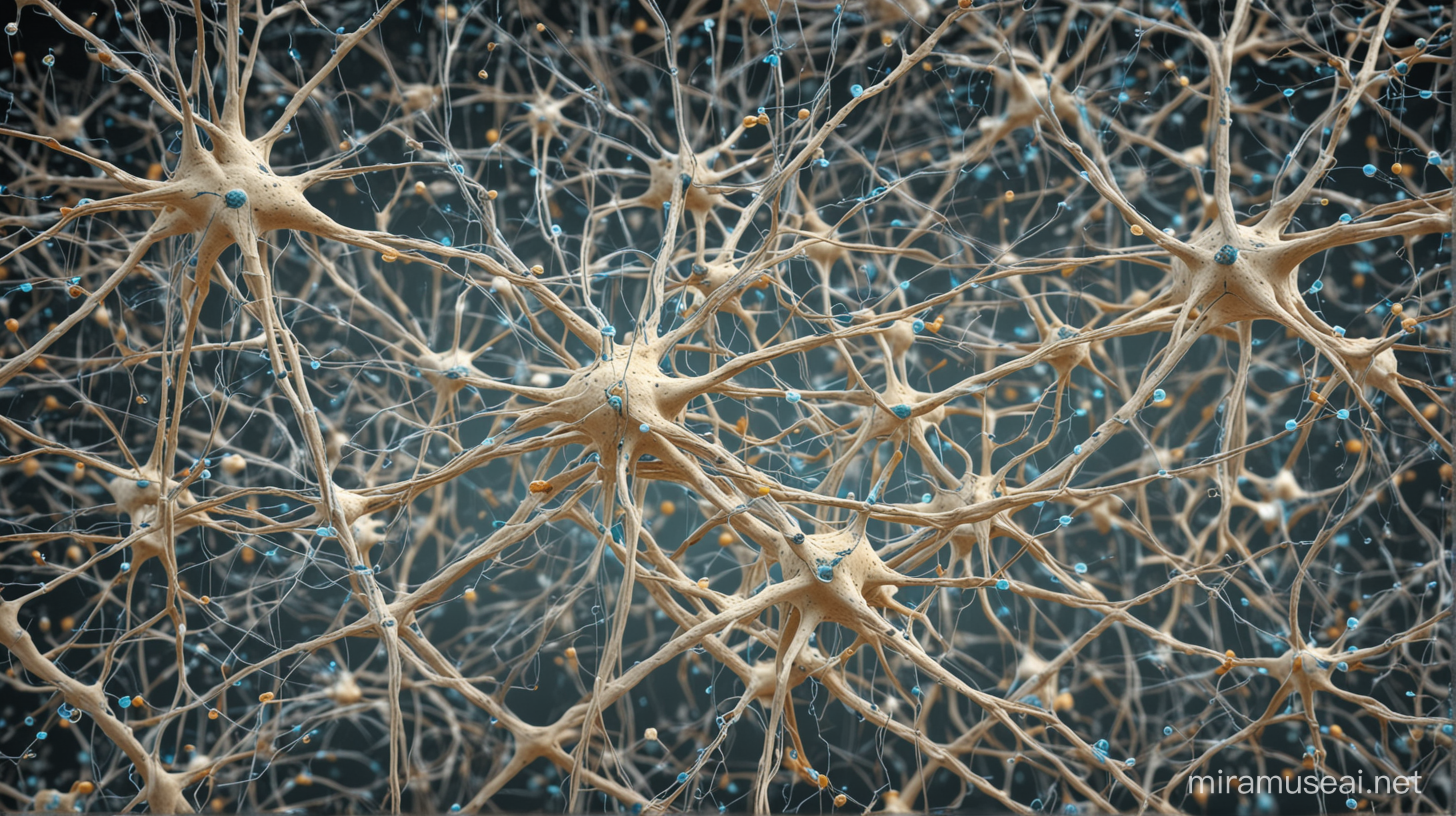 Many neurons with thousands axones and dendrits connected through synapses. There are not many molecules of dophamine between neurons