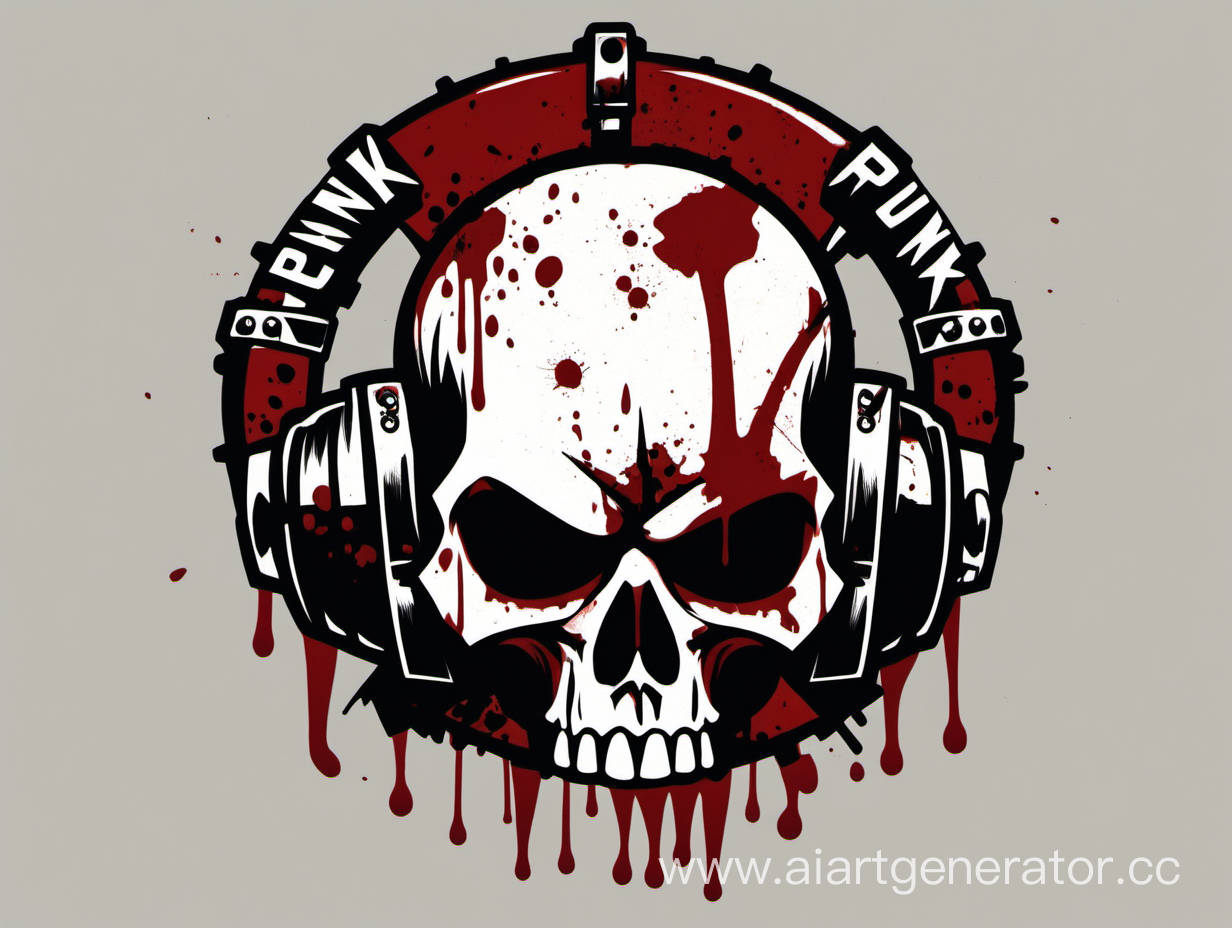 Punk detonator logo,  skull, minimalism , blood