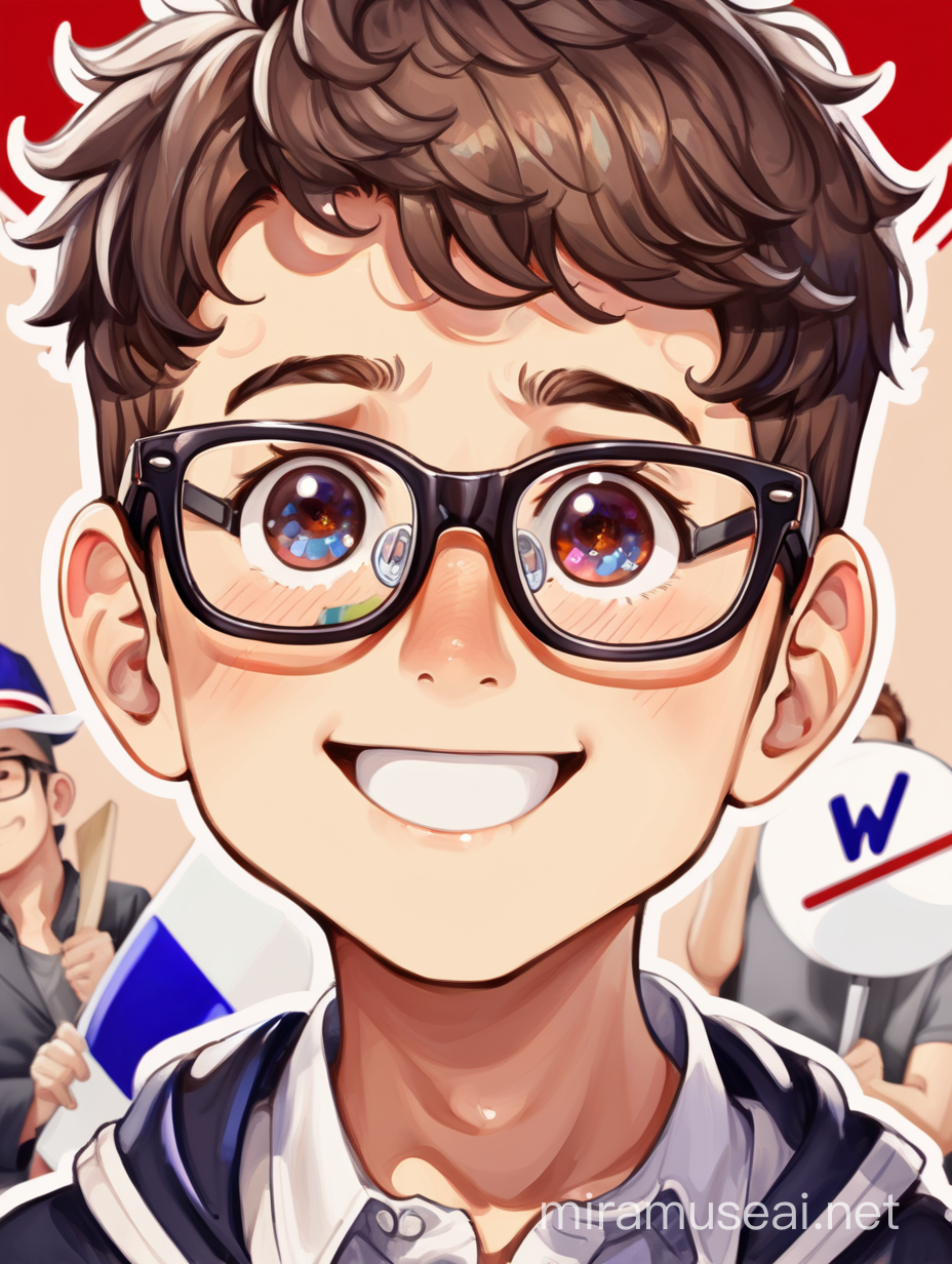 Cute boy with glasses during election