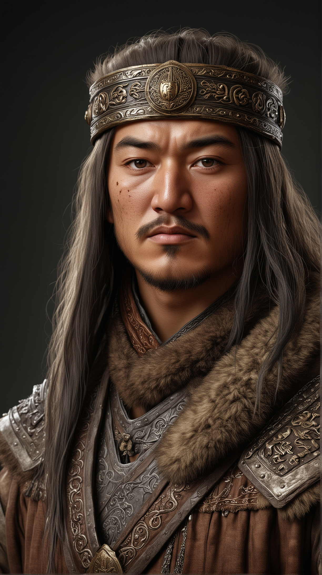 Genghis Khan young ages.  Hyper realistic