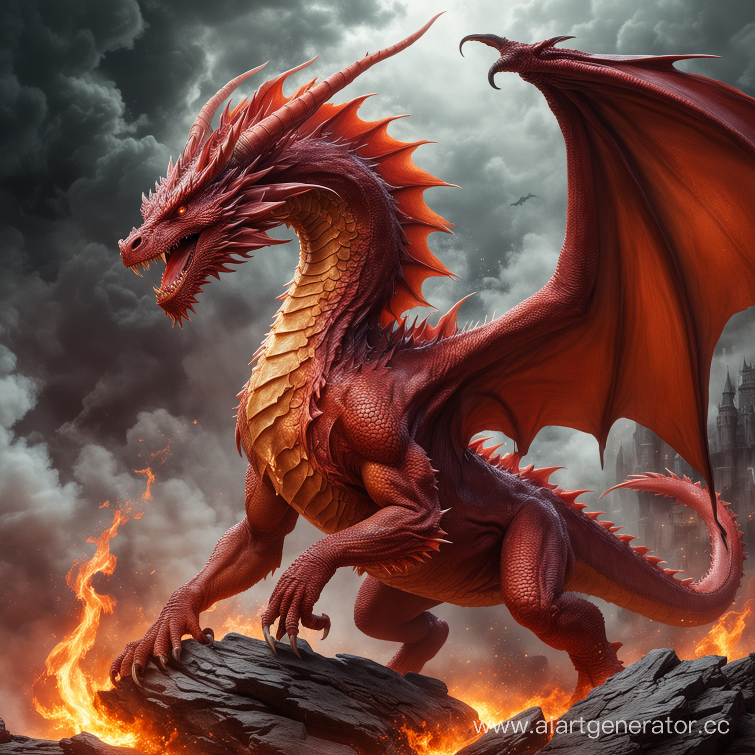 Красный огненный дракон