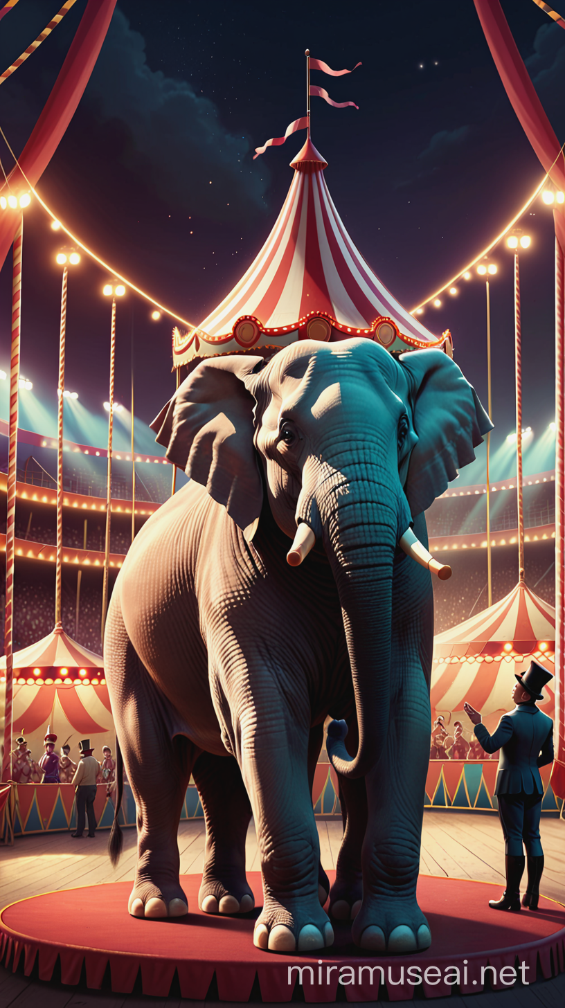 Create a digital art illustration, of a lovely story about the circus
