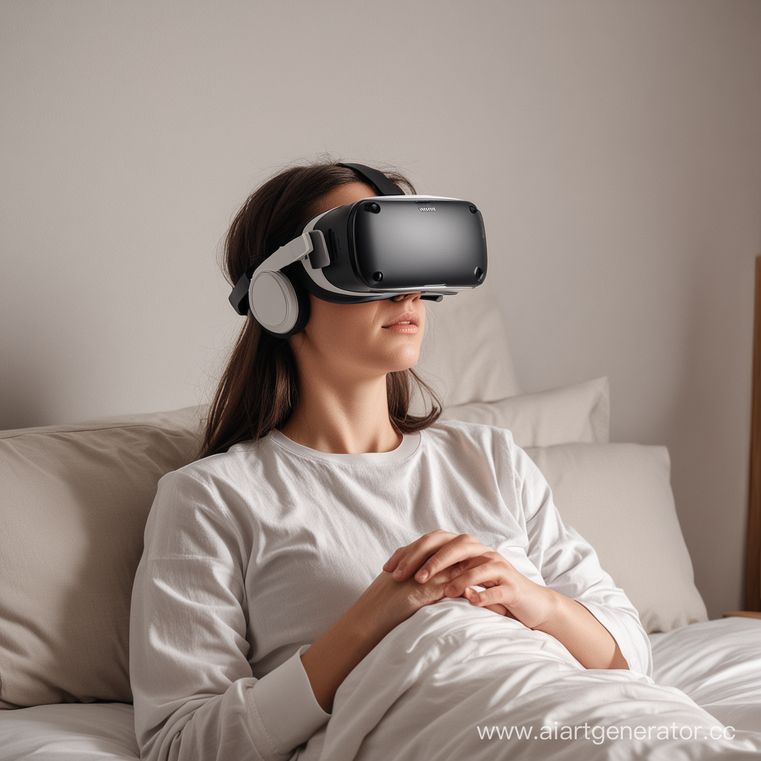 Человек использует VR-технологии для релаксации и засыпания