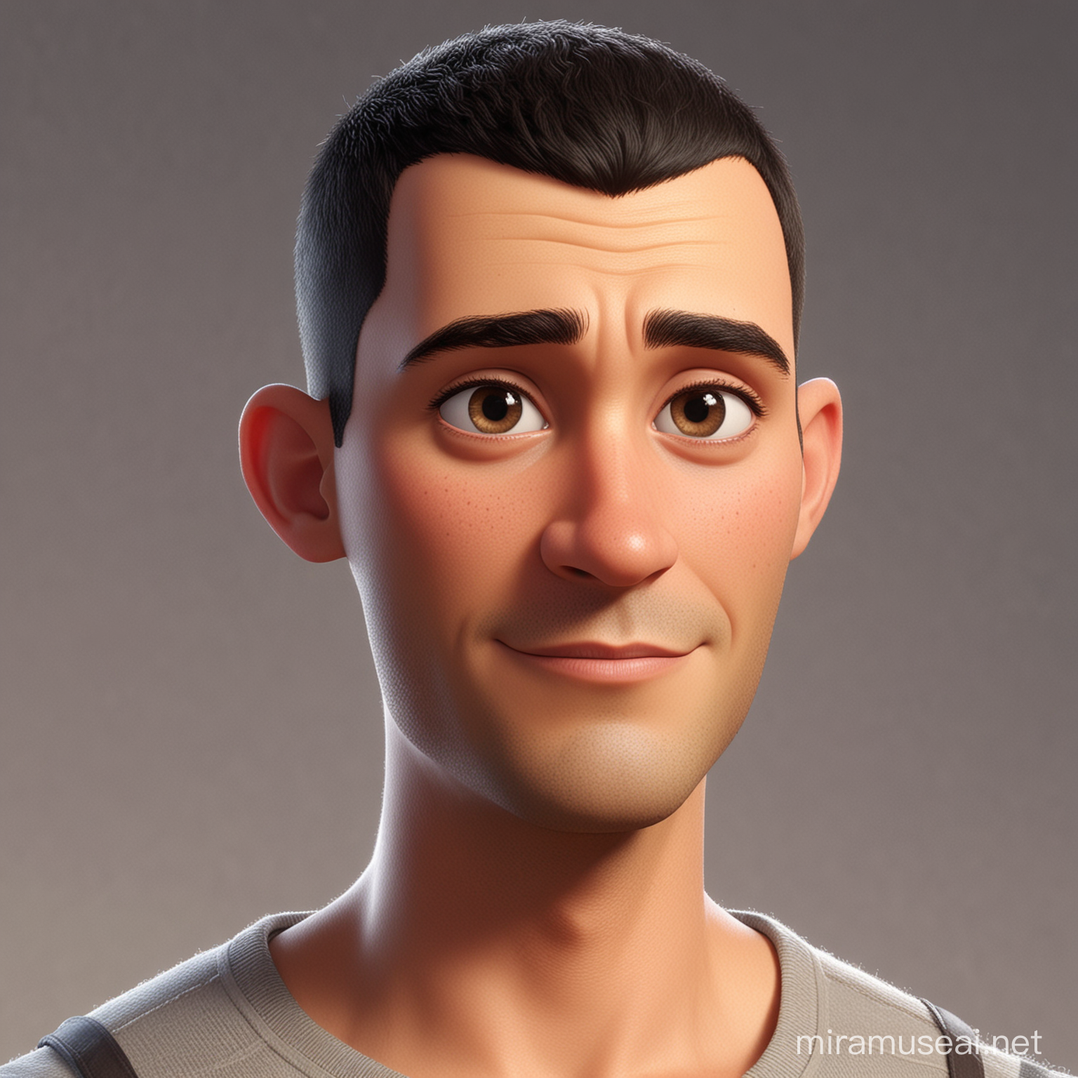 40YearOld Man in PixarStyle Cartoon with Short Black Hair