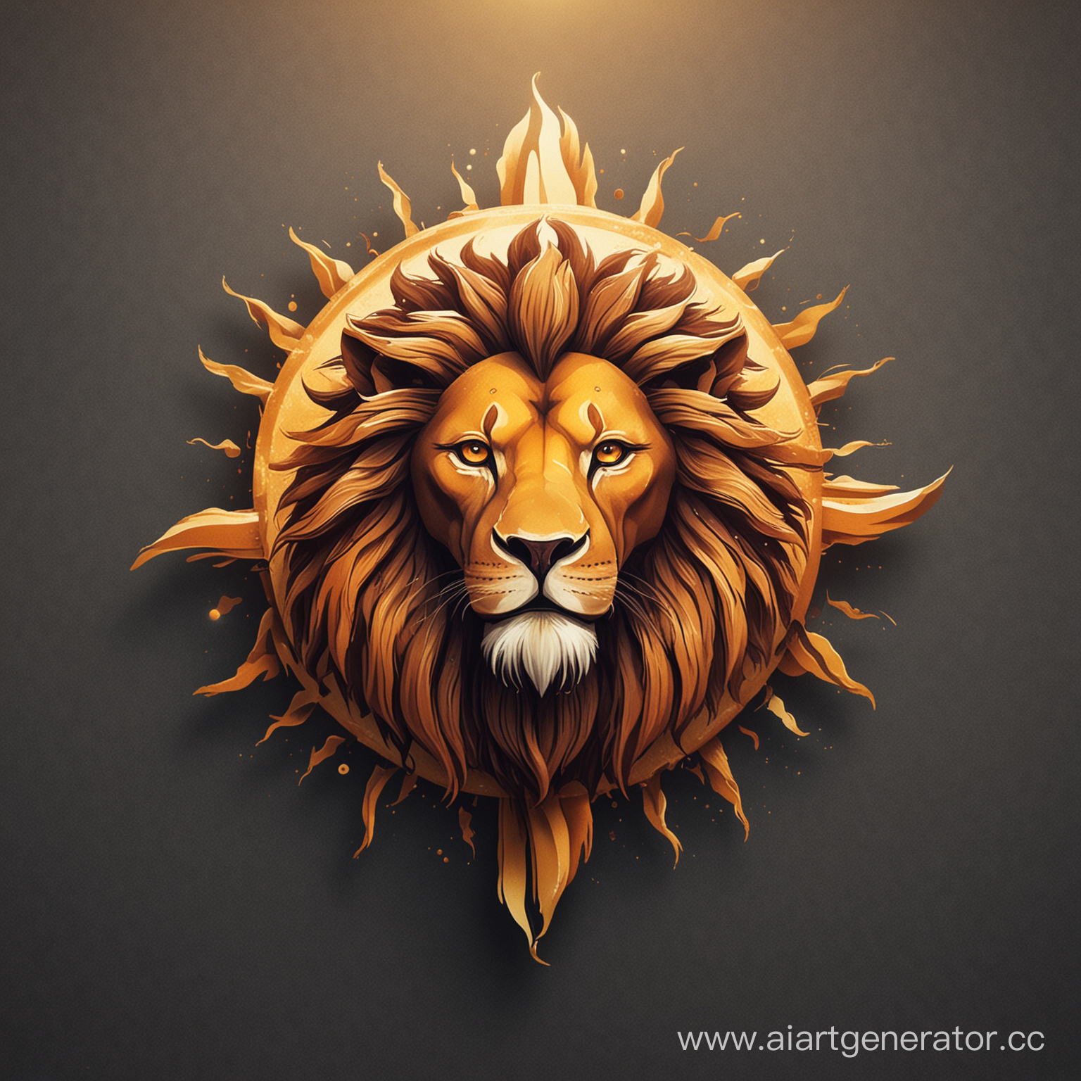 Логотип-аватарка лев и солнце в одном
