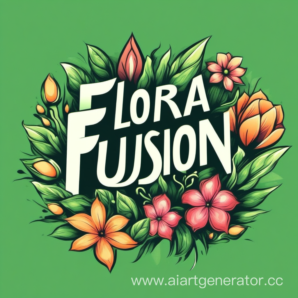 generate logo of flowers shop with text Flora Fusion