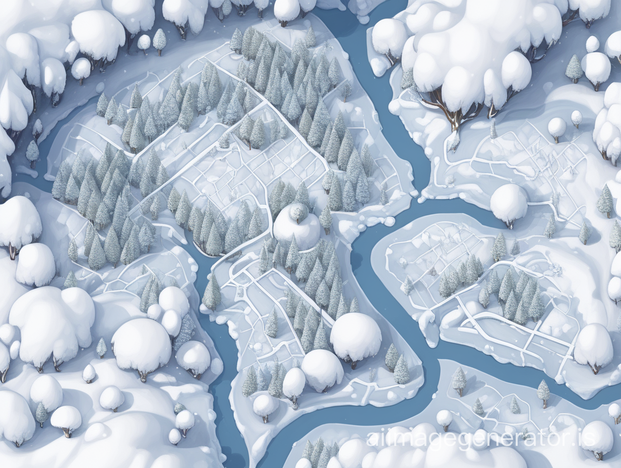 create a 2 dimentional map that is filled with snows and trees