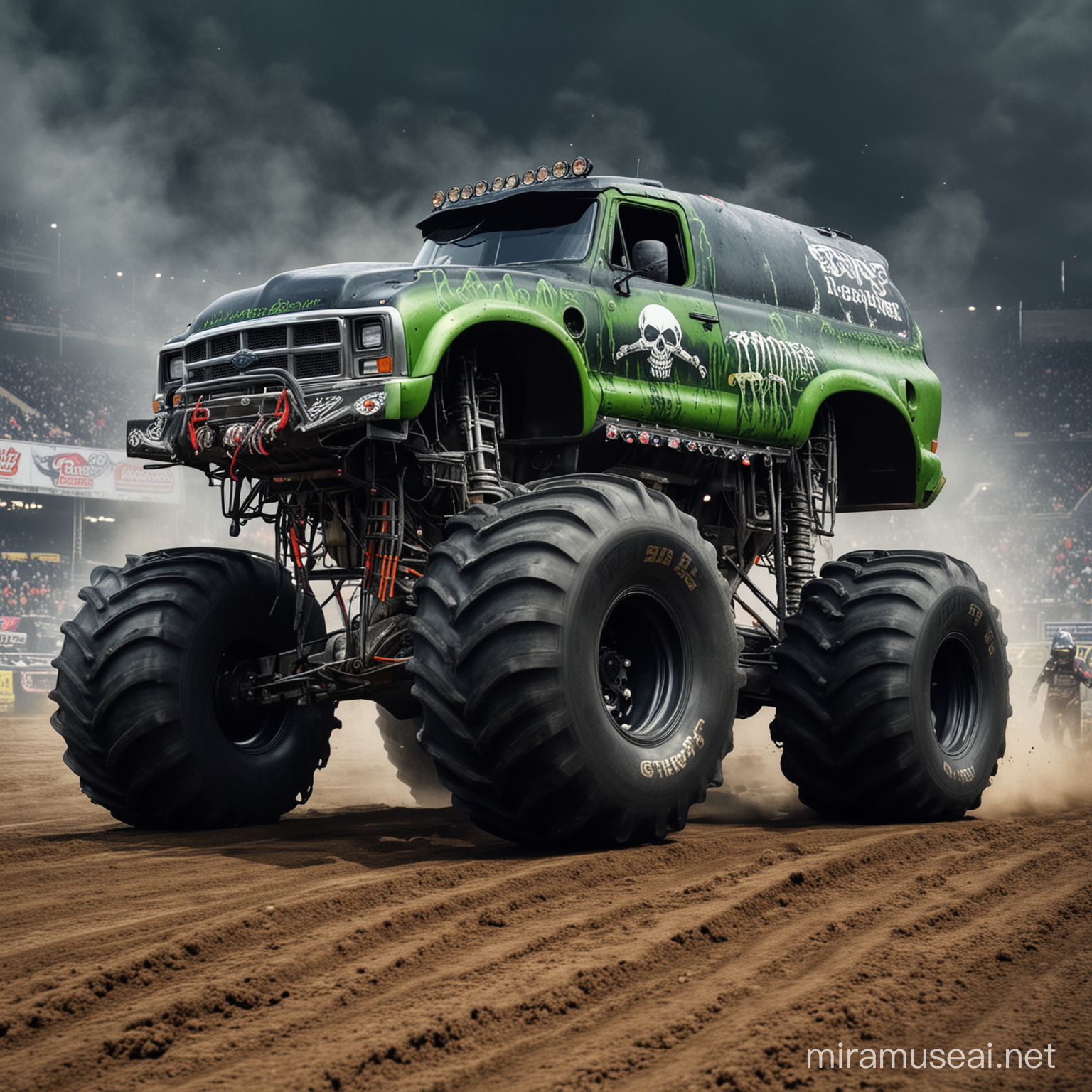 Gritty Grave Digger Monster Truck Roaring Through Dirt