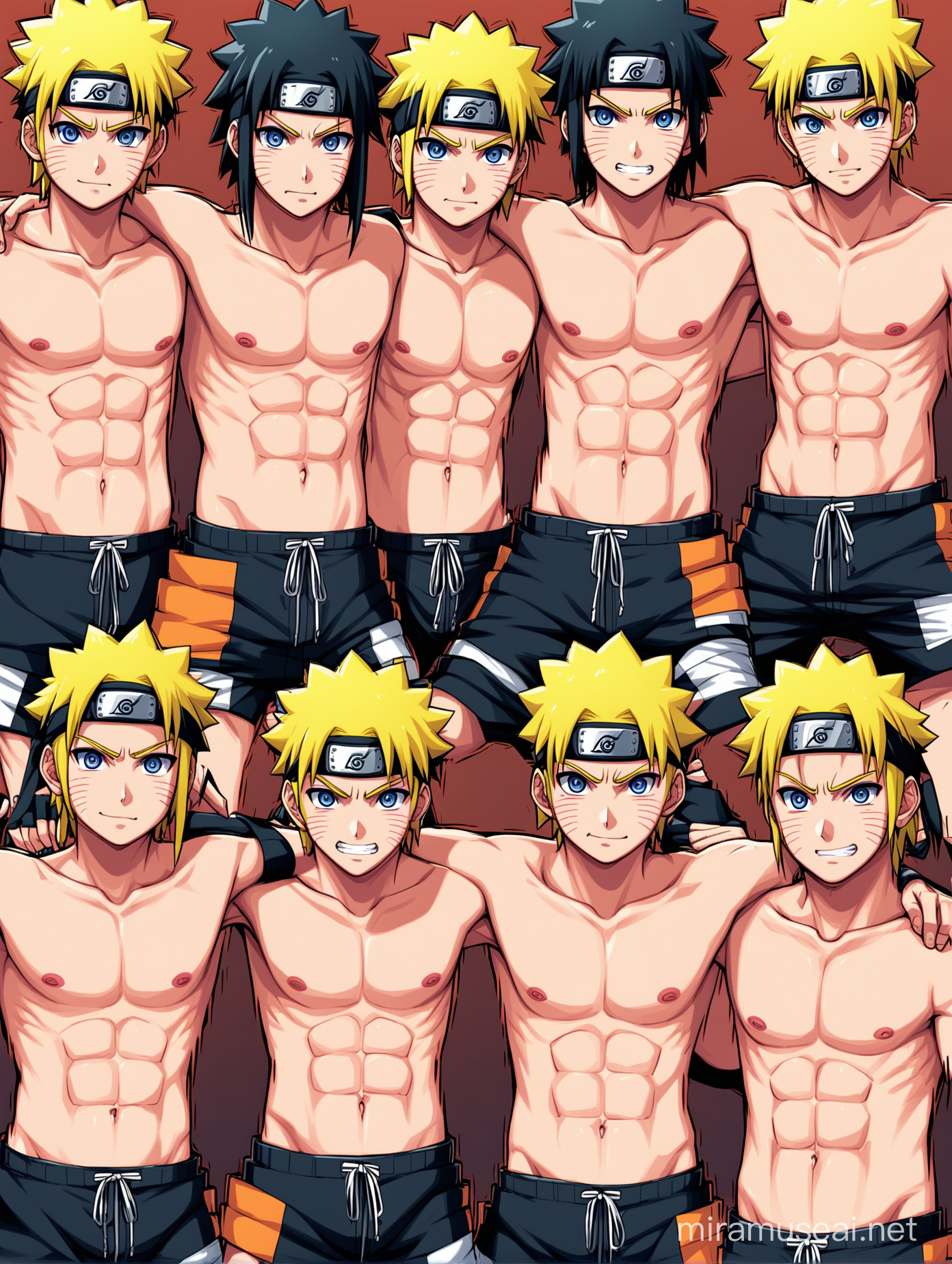 Muscular Naruto Character with SixPack Abs in Action
