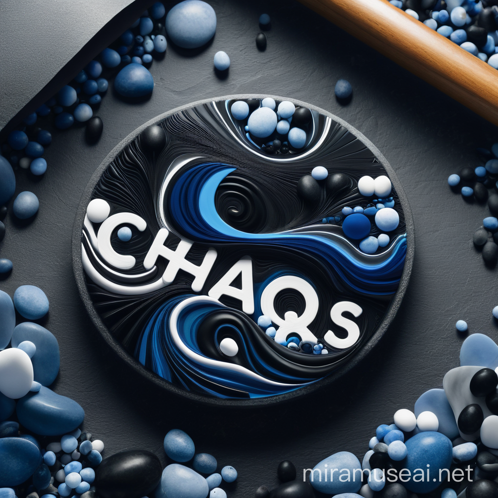 Tranquil Abstract Art in Blue Black and White Harmony in Chaos
