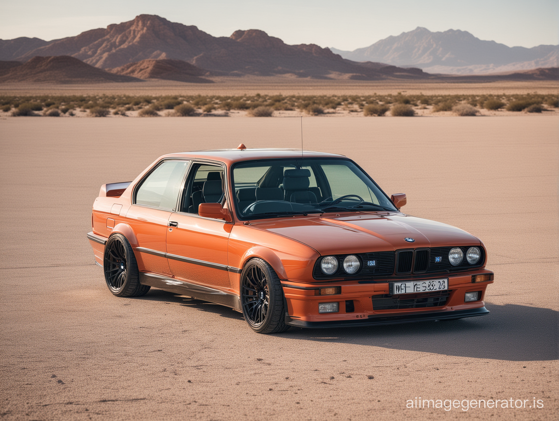 BMW e30 m3 completely made out of glass. In the desert