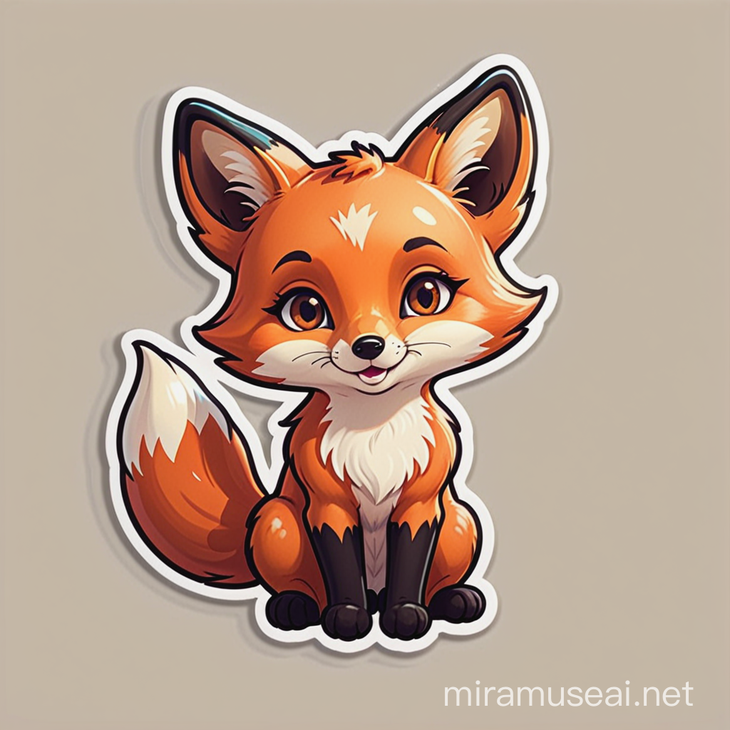 sticker of a cute cartoon fox
