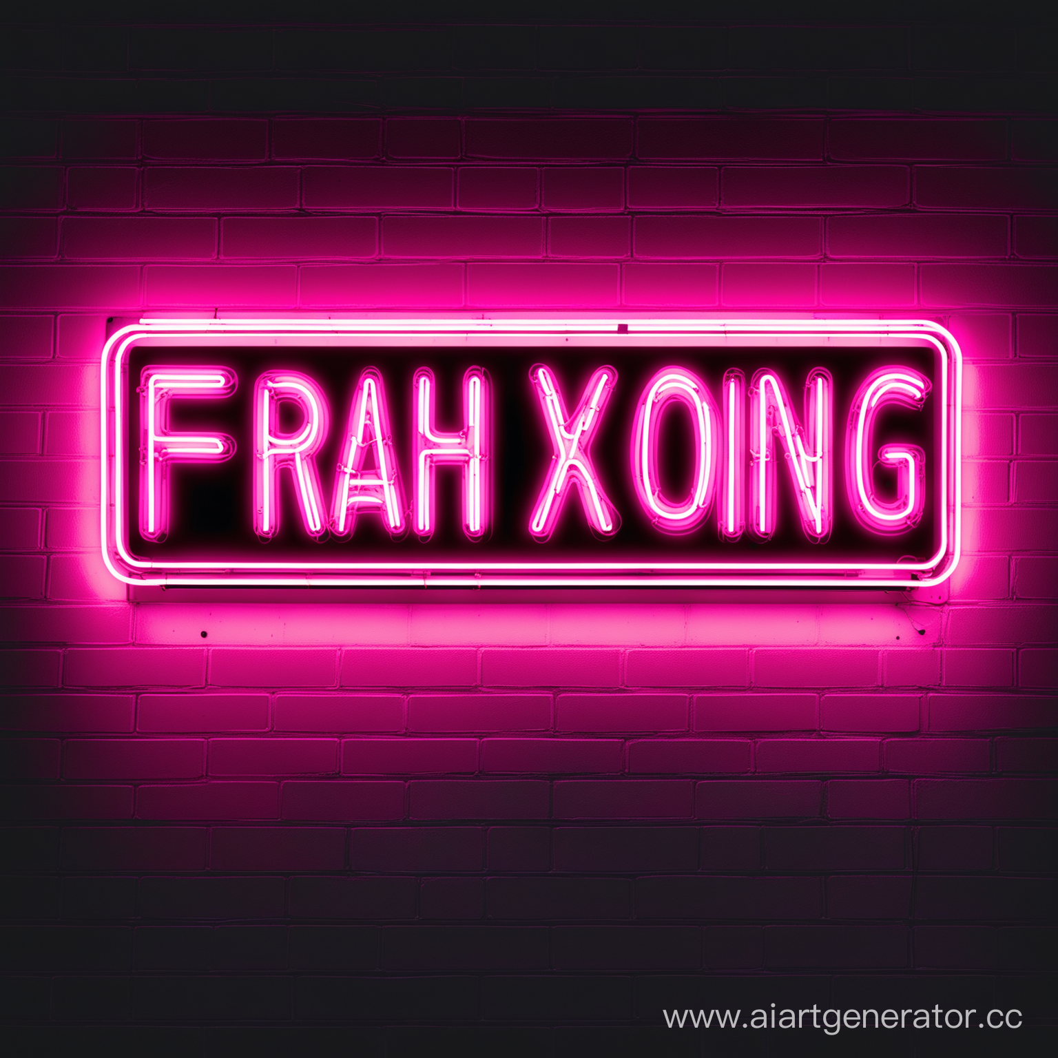 Неоновая вывеска с названием "Frah Xoing"