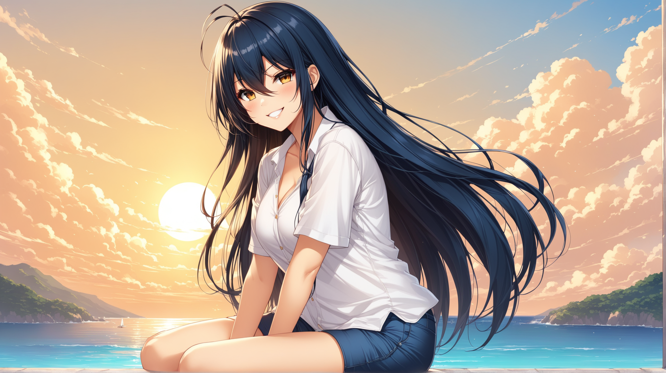 Taihou from Azur Lane Relaxed Outdoor Casual Pose with a Charming Smile