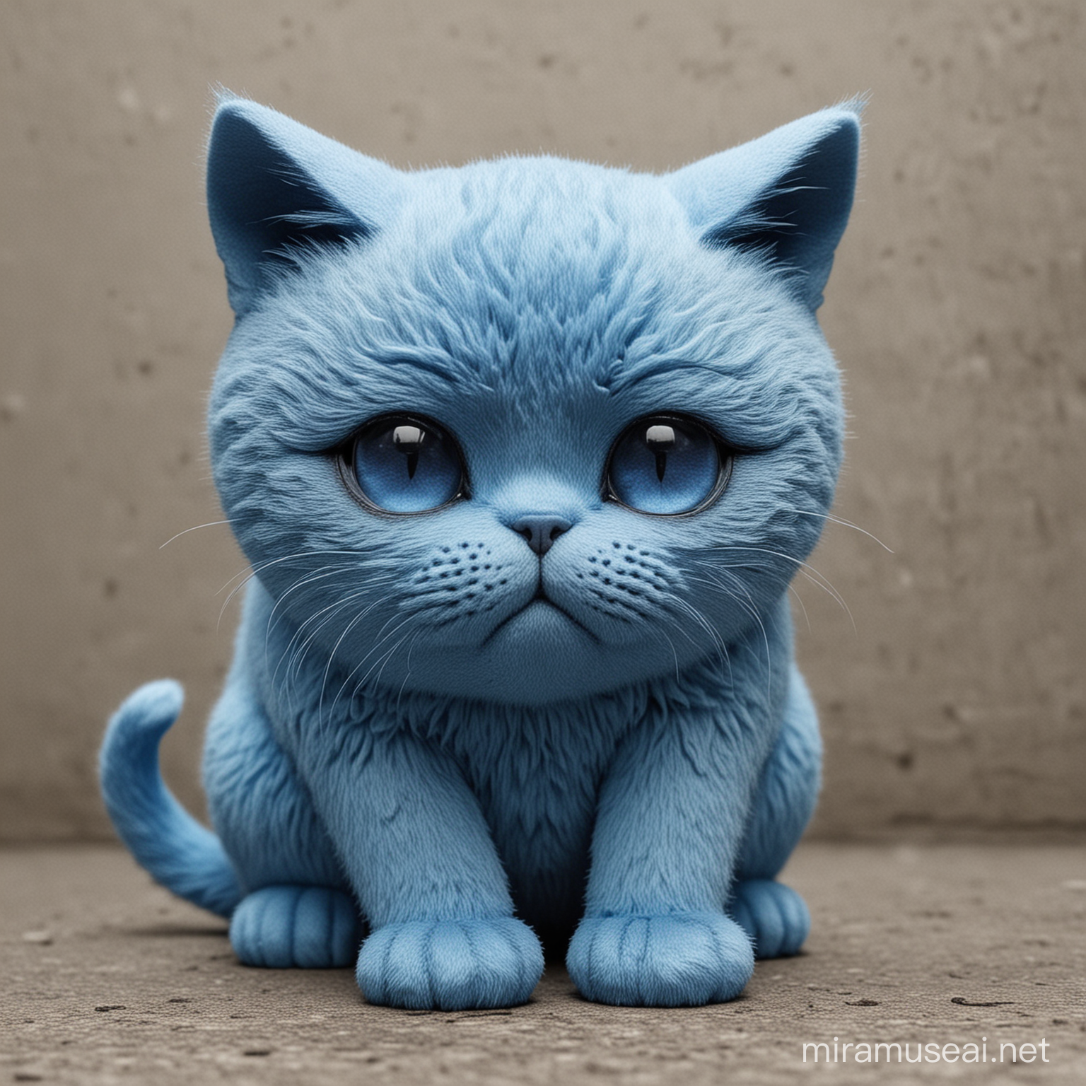 Melancholic Blue Cat Gazing into the Distance