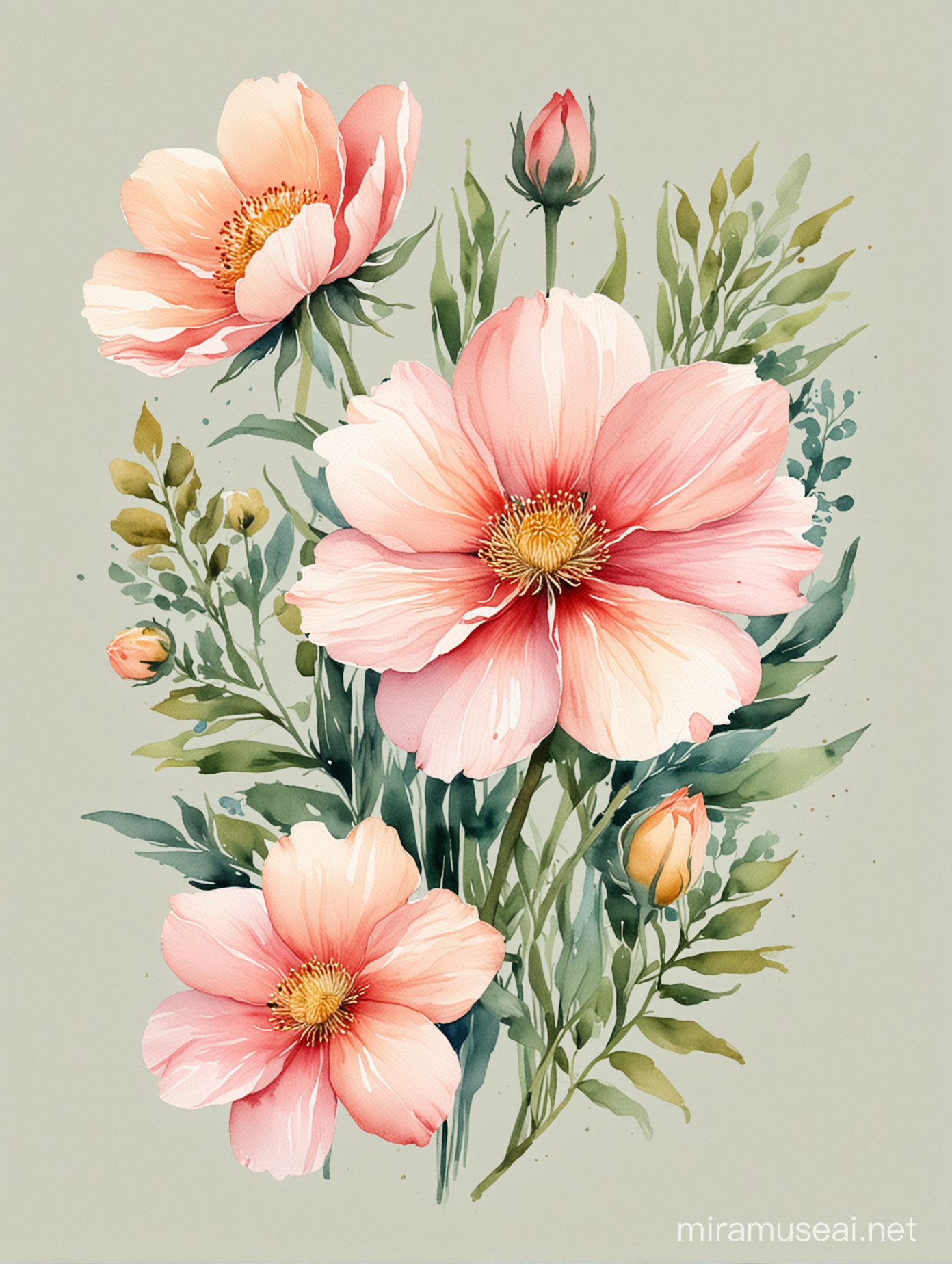 Watercolour flowers/ no background