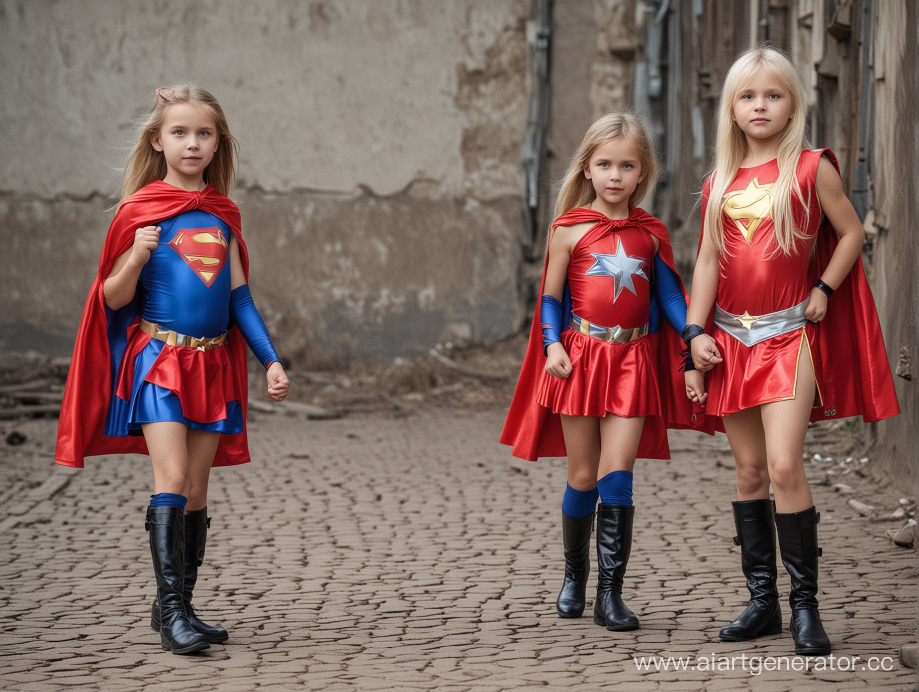Три руссые девочки  маленькие супер герои