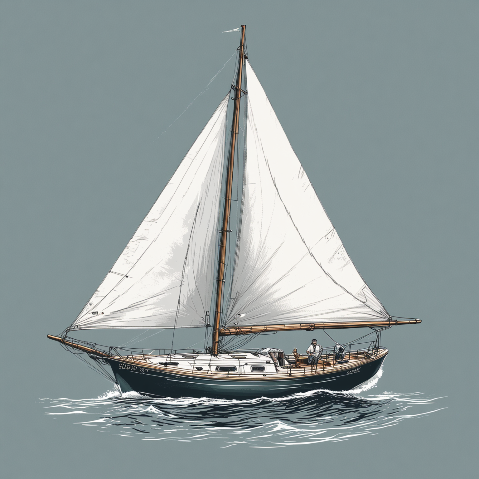 logo style image of a sailboat ,   
, logo style,  sloop sailboat, single mast sailboat, no background, thick marker lines
