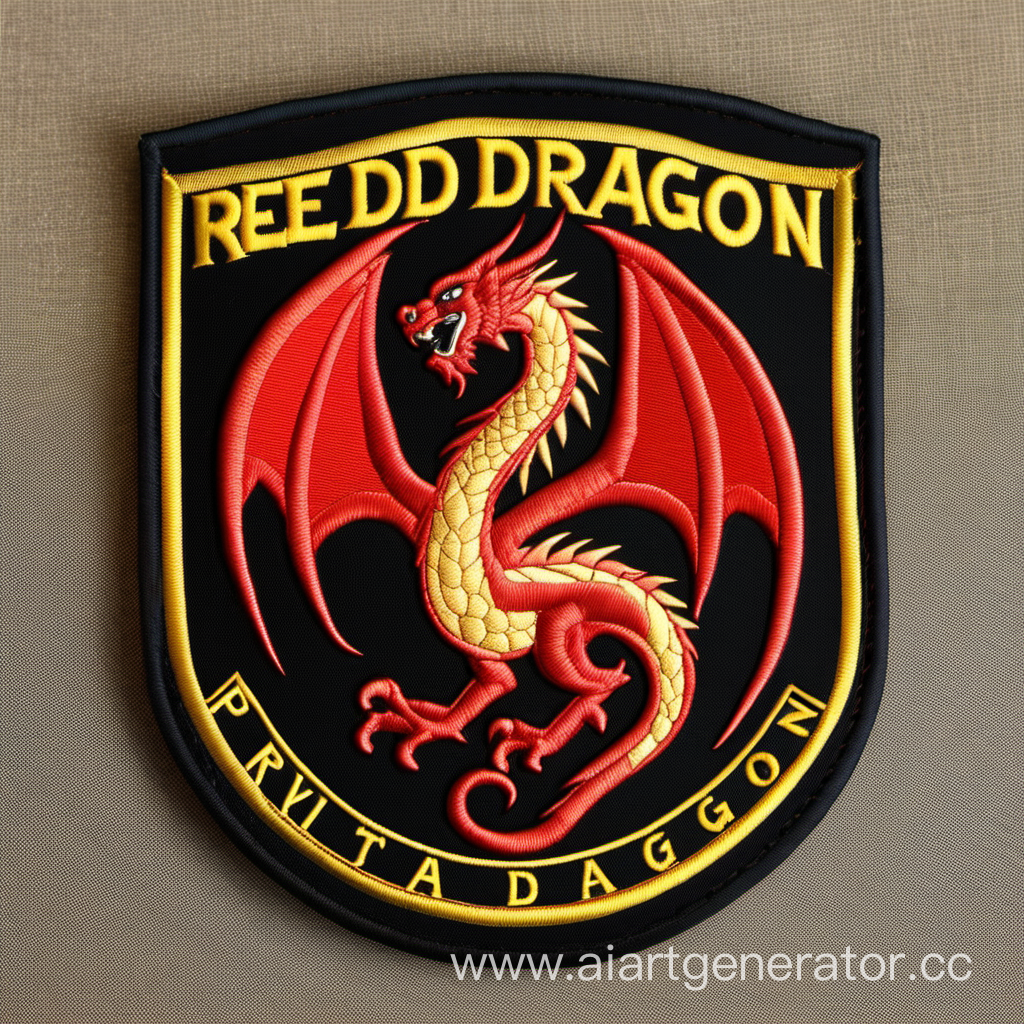 Эмблема Частной Военной Компании Красный дракон, нашивка, шитье
